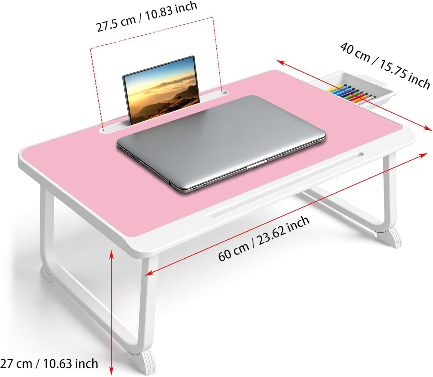Laptop-Tisch mit Schublade, Rot