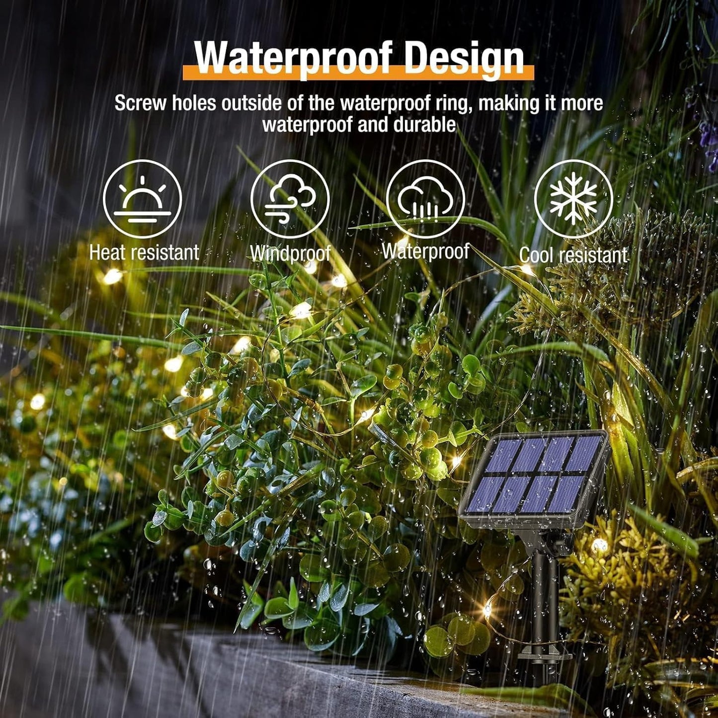 2 Stück Solar Lichterketten mit je 150 LEDs, Warmweiss 2 Stück-15M