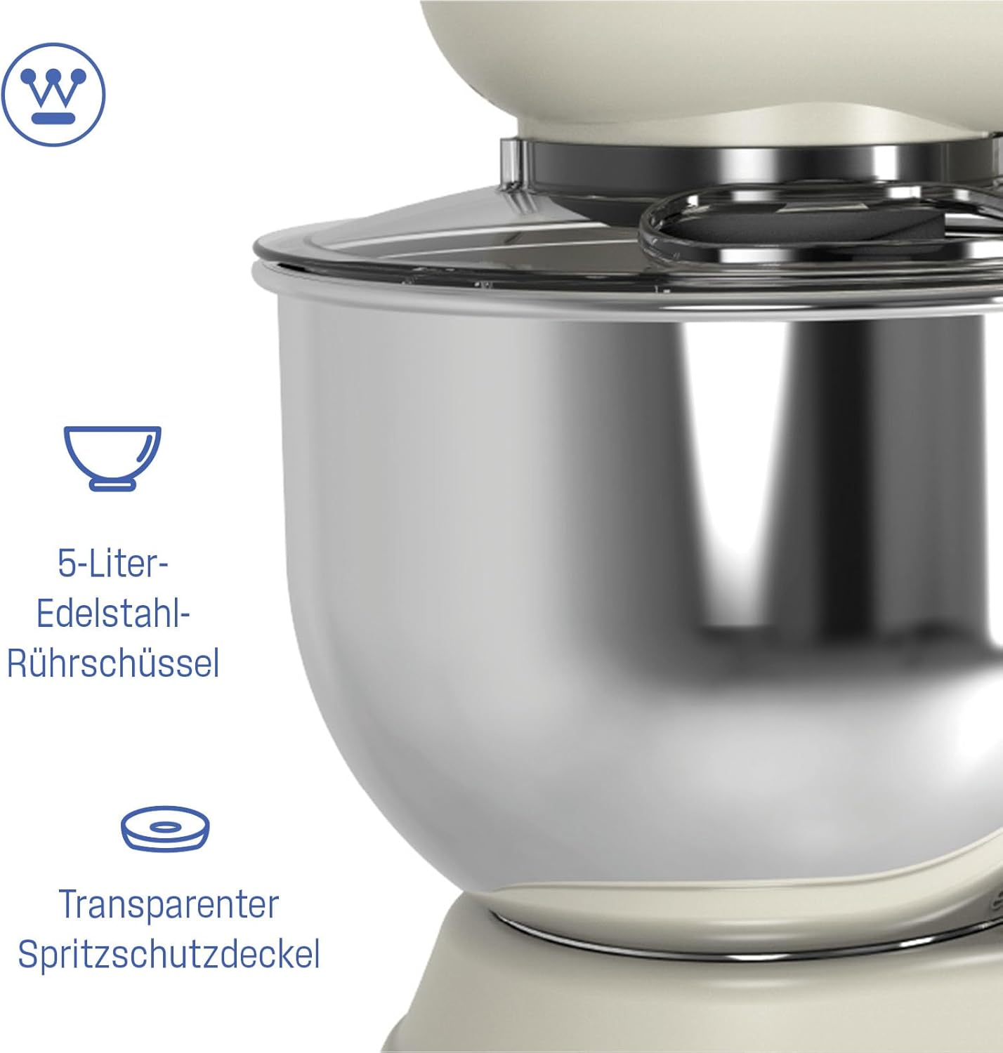 Retro Standmixer mit Rührschüssel, Beige