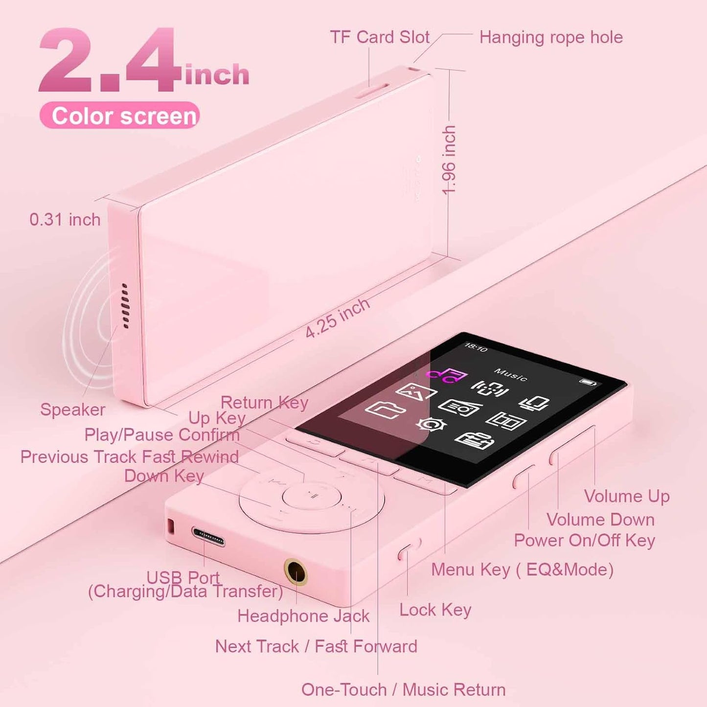 MP3-Player mit Bluetooth, Rose