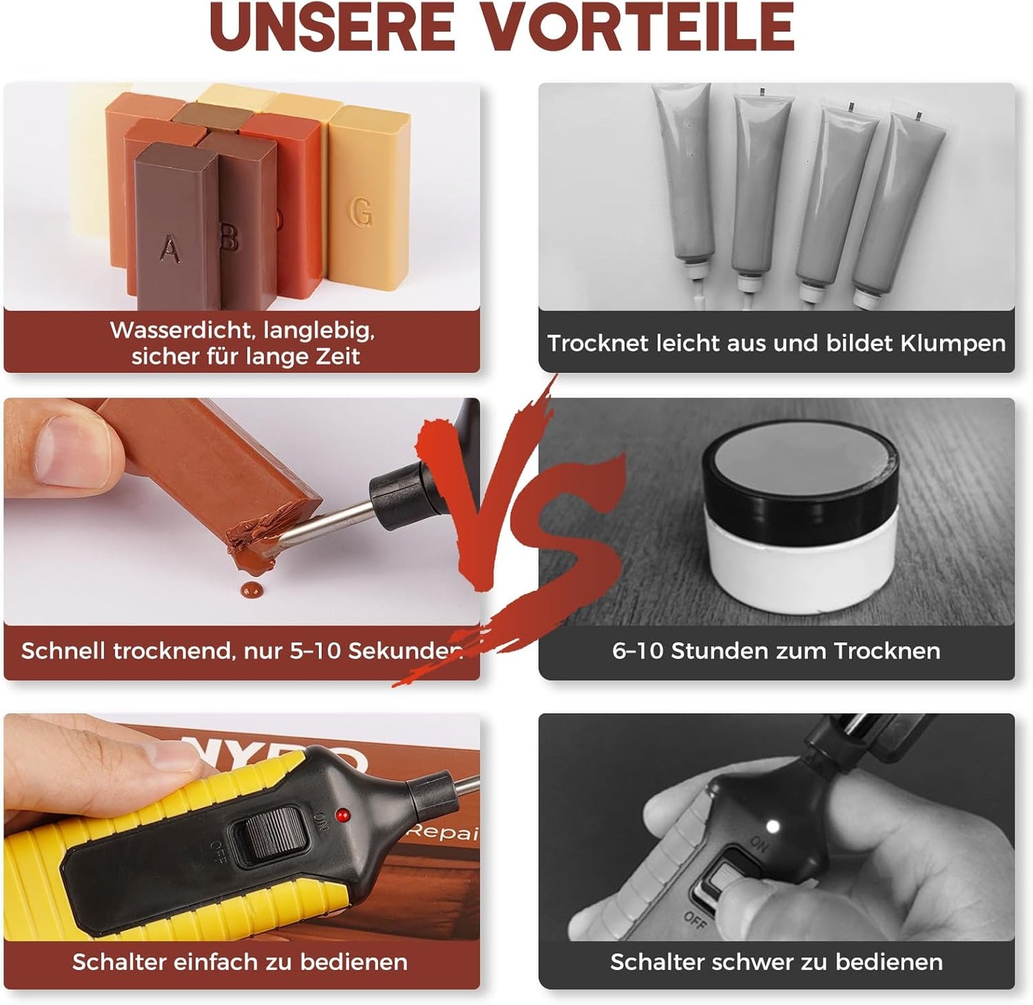 Laminat Reparaturset mit Schmelzwerkzeug (24-tlg.)
