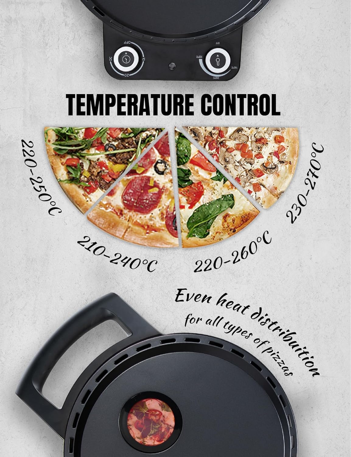 Pizzaofen mit Schamottstein & Pizzaschieber, Schwarz