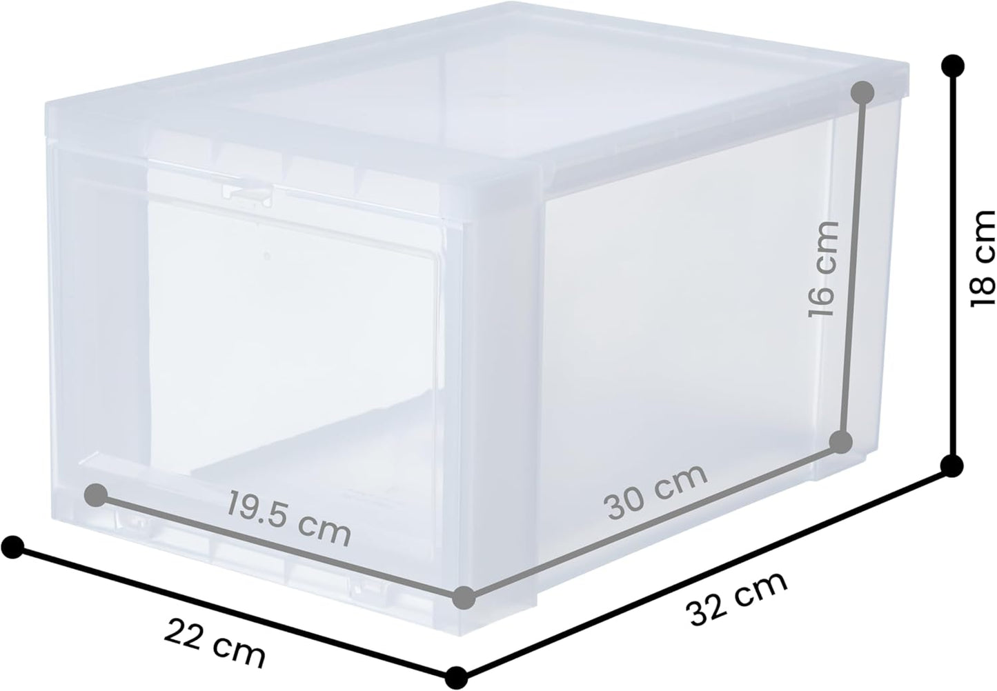 Transparente Schuhaufbewahrungsboxen-Set (6 Stück, stapelbar), Transparent B22 x T32 x H18/6er-Set