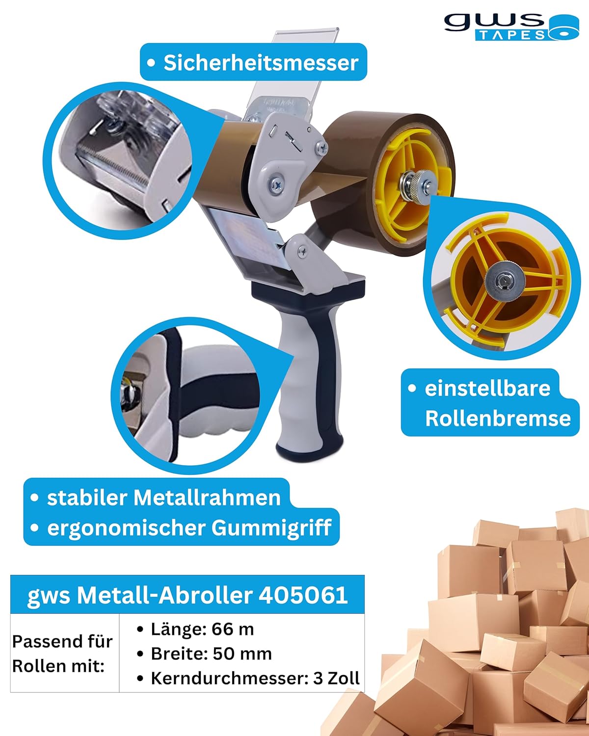 Verpackungs-Set mit Abroller & Klebeband, 2 Lager/-Industrie Abroller 01 - Transparent