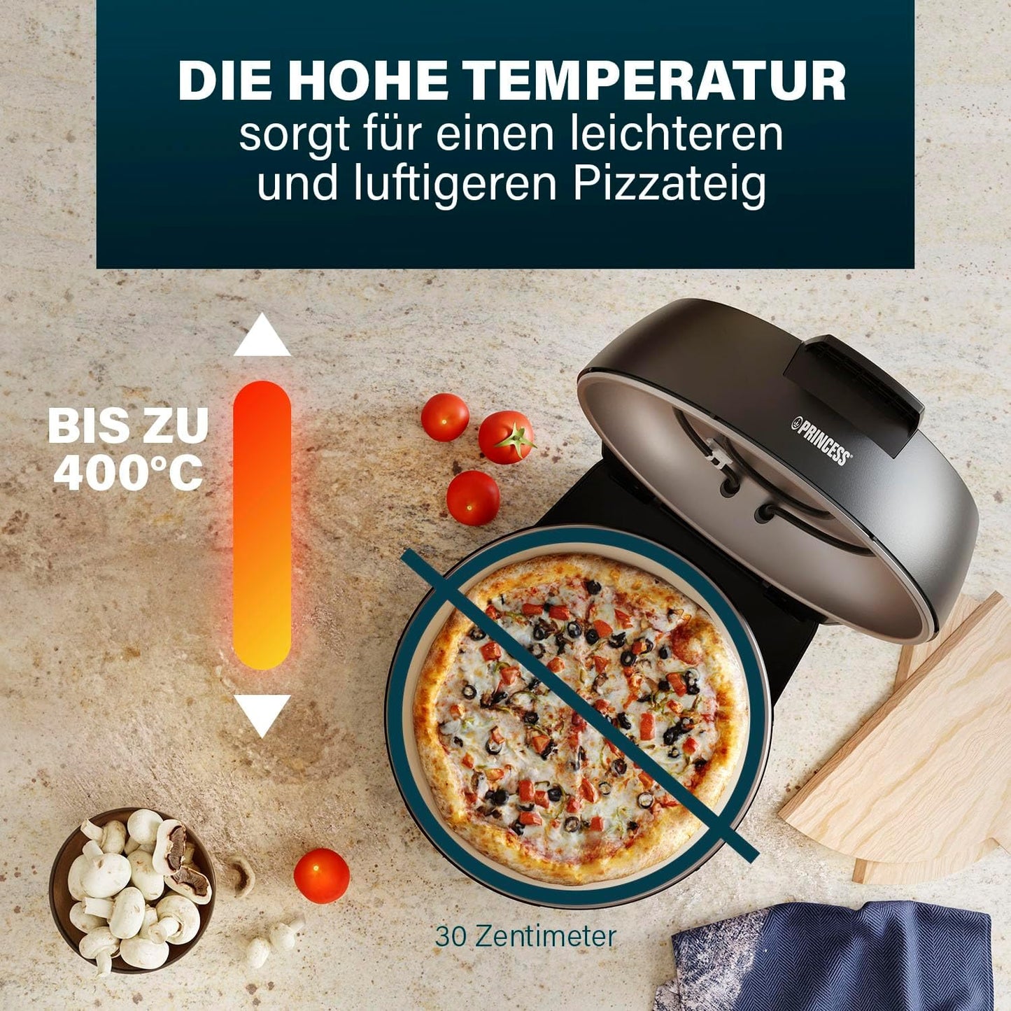 Pizzaofen Modell SDA 01.115005.01.001, Ø30 cm, Schwarz