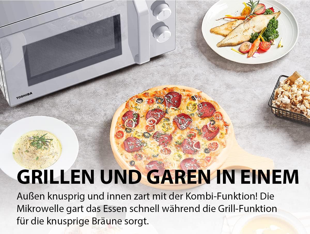 Magnetron mit knuspriger Grill- und Kombifunktion, 5 Stufen, 1000 W Grillleistung, 20L Grill Silber