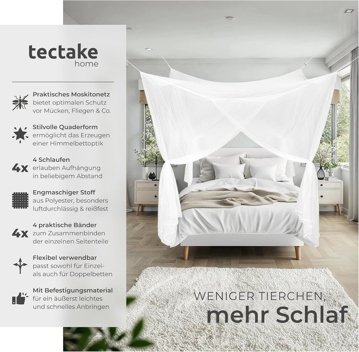 Moskitonetz für Einzel- und Doppelbett