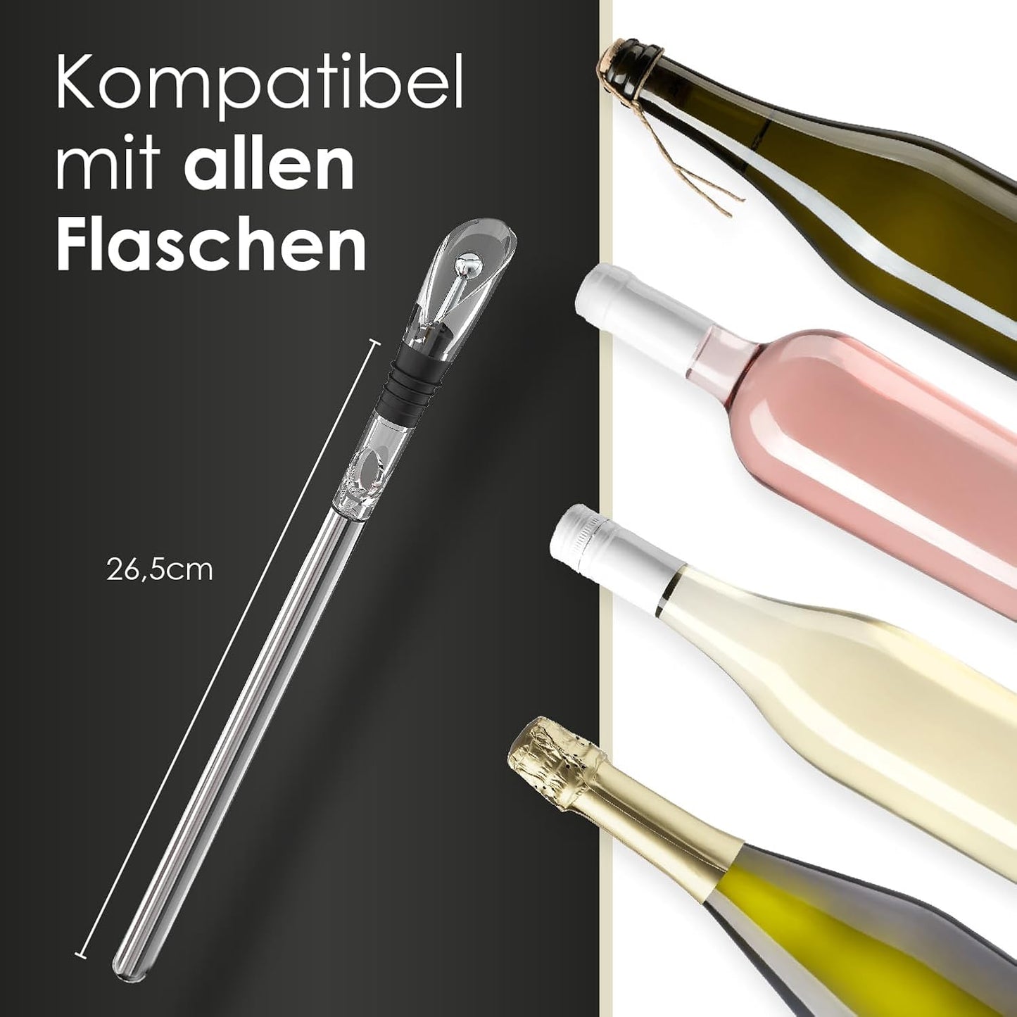 6-teiliges Weinkühlstab Set mit Ausgiesser