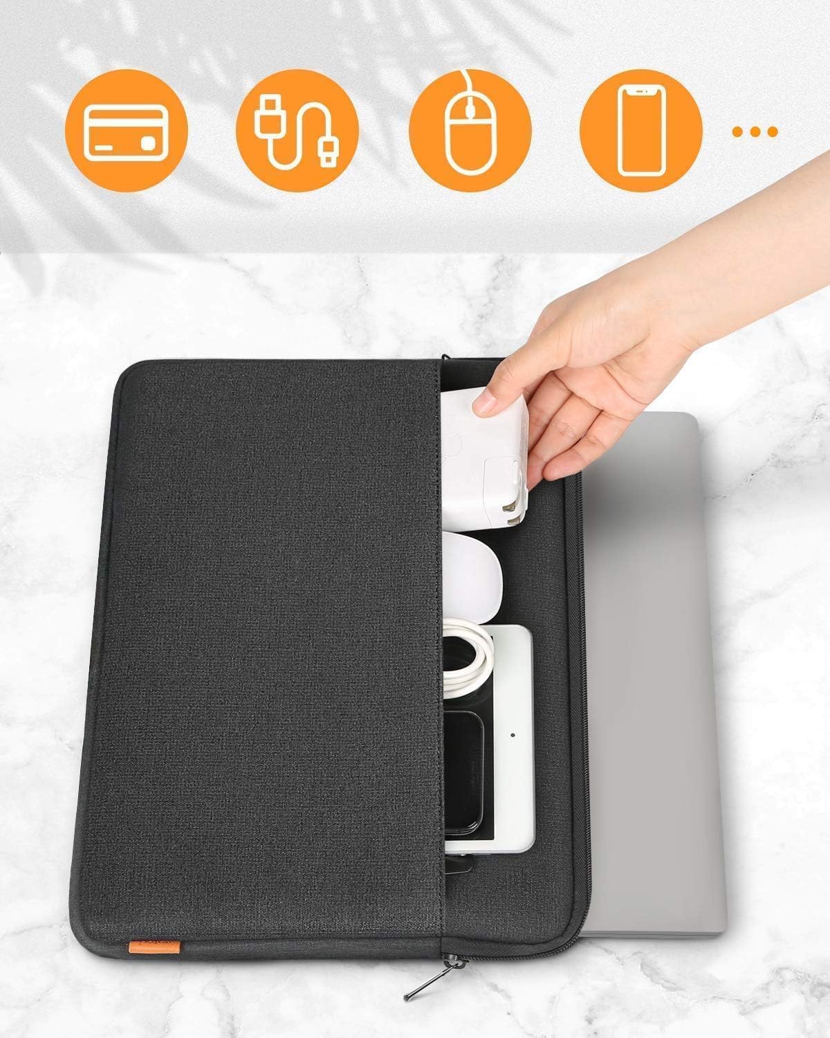 Laptoptasche mit Zubehörtasche, 14 Zoll / Schwarz