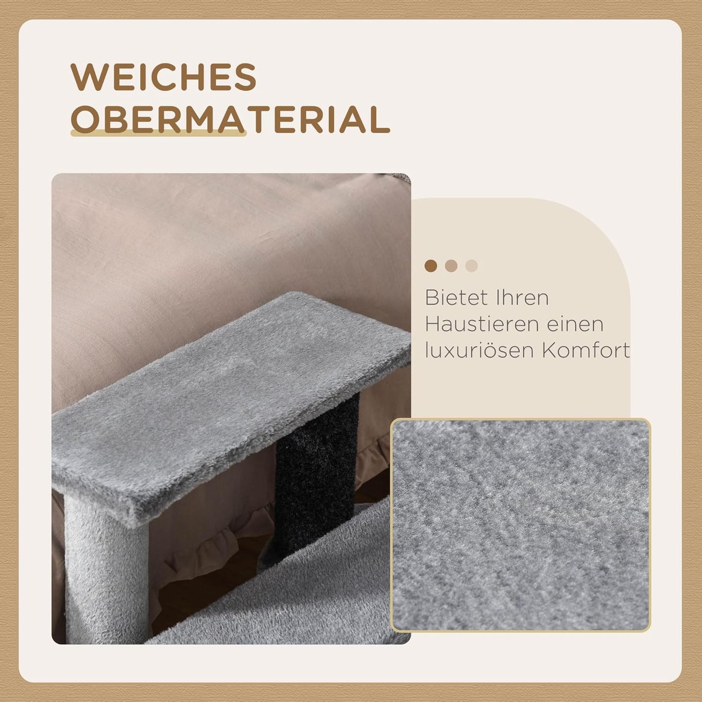 Haustiertreppe mit Kratzsäulen, 45L x 40B x 48H cm