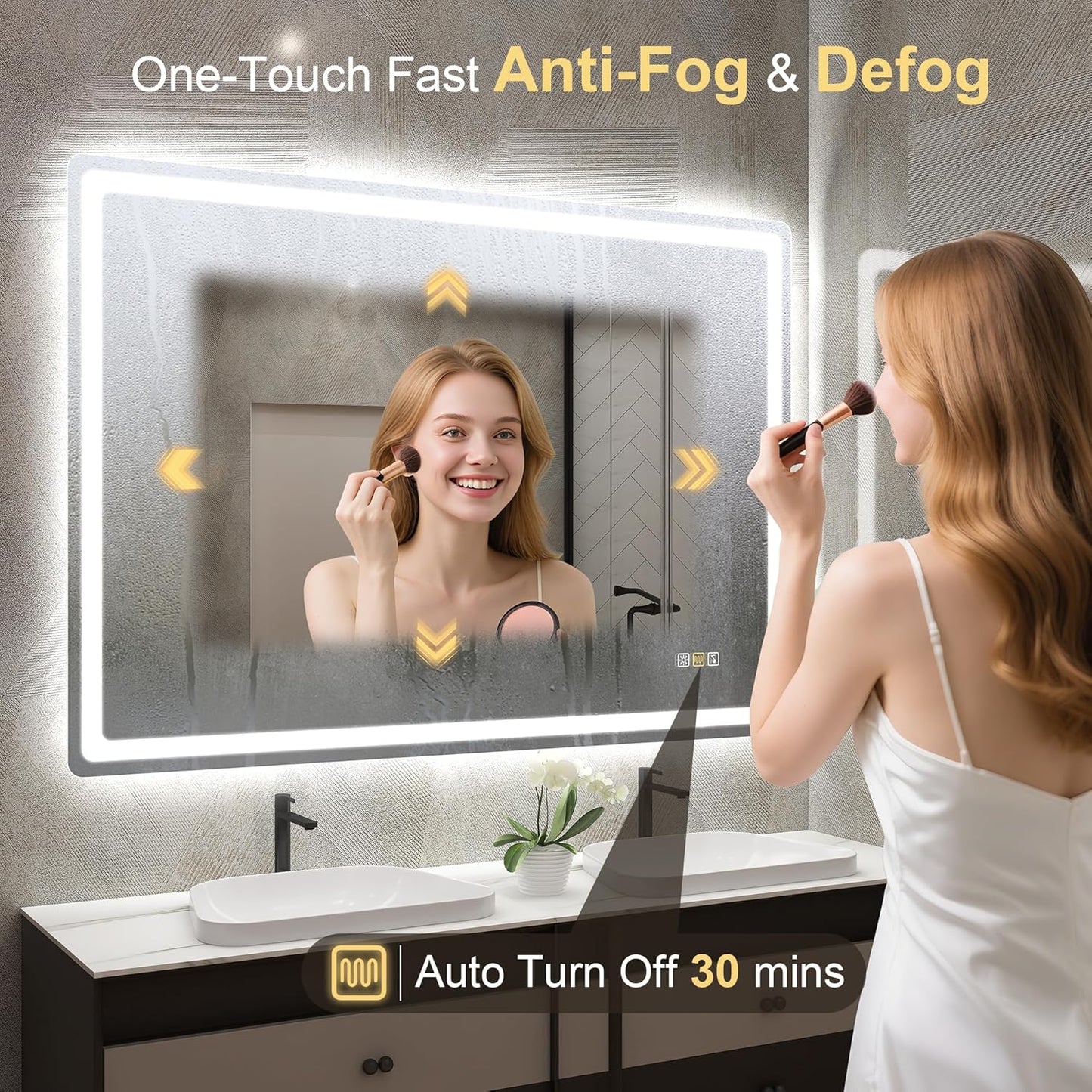 Badezimmerspiegel mit Beleuchtung und Bluetooth, 70 x 100 cm M3015 Madrid Silber (Bluetooth)