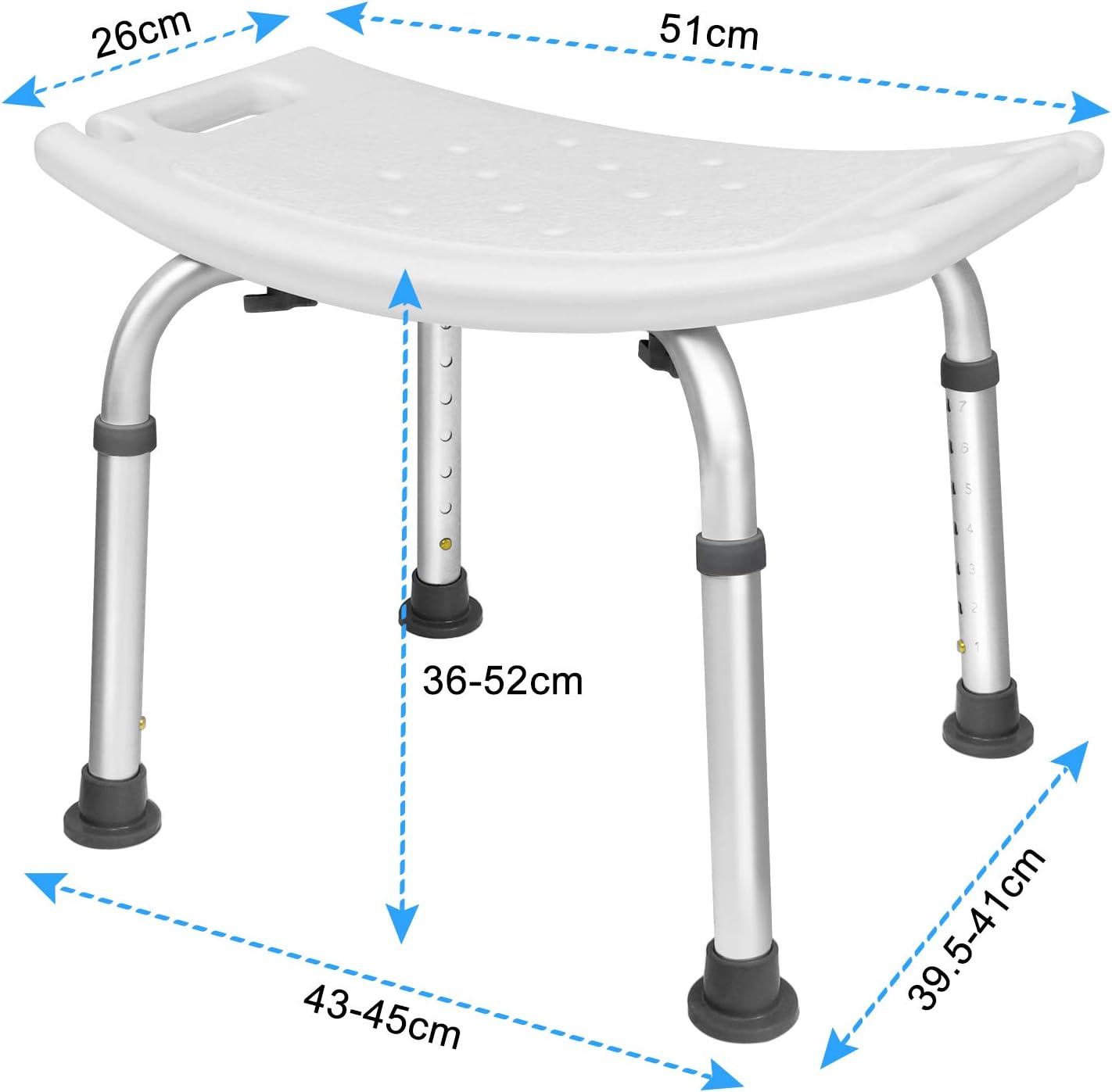 Höhenverstellbarer Duschhocker (bis 136 kg), Duschhocker Höhenverstellbar - 2