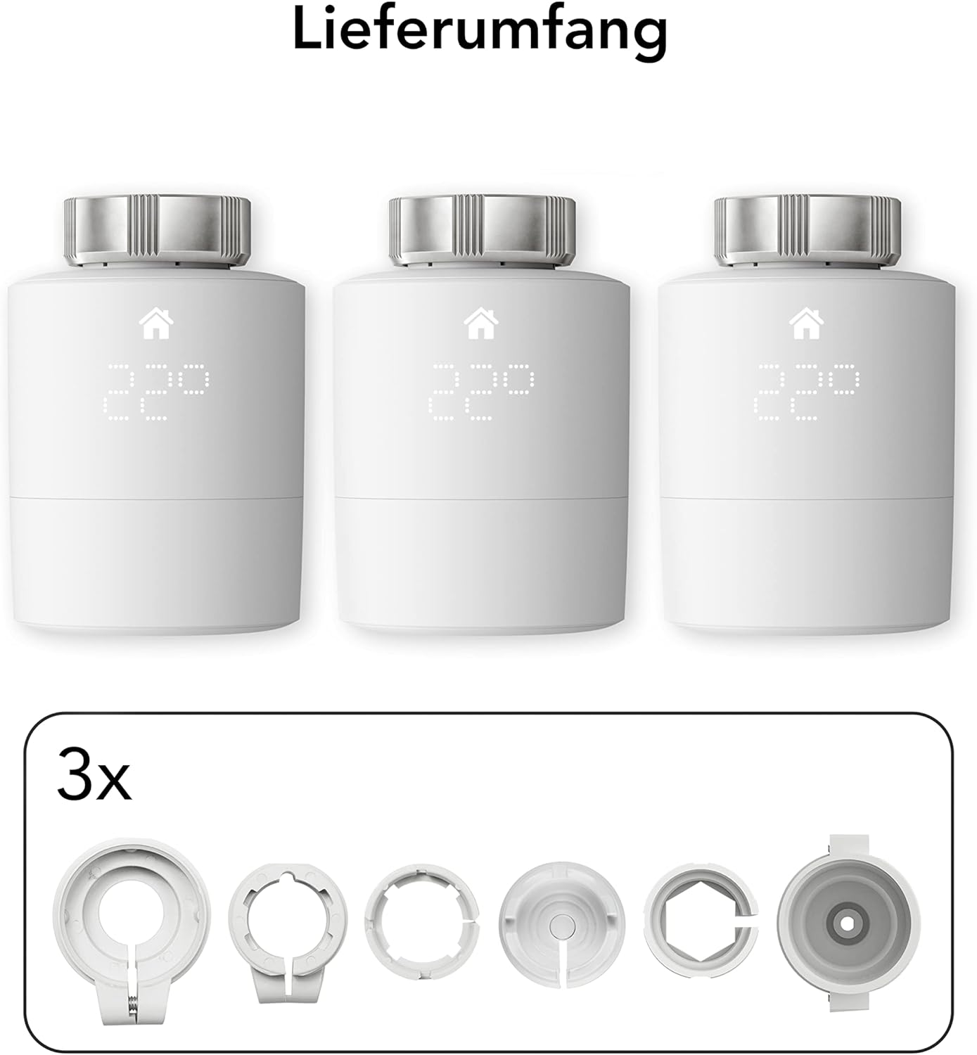 Smartes Heizkörperthermostat Set, V3+ Zusatz: 3x Heizkörper-Thermostat