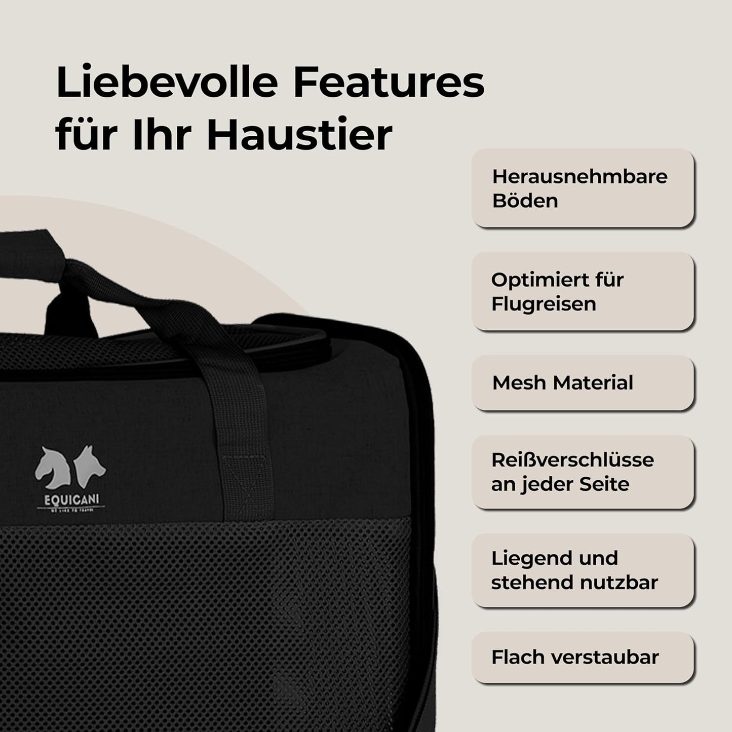 Faltbare Hundetasche, schwarz