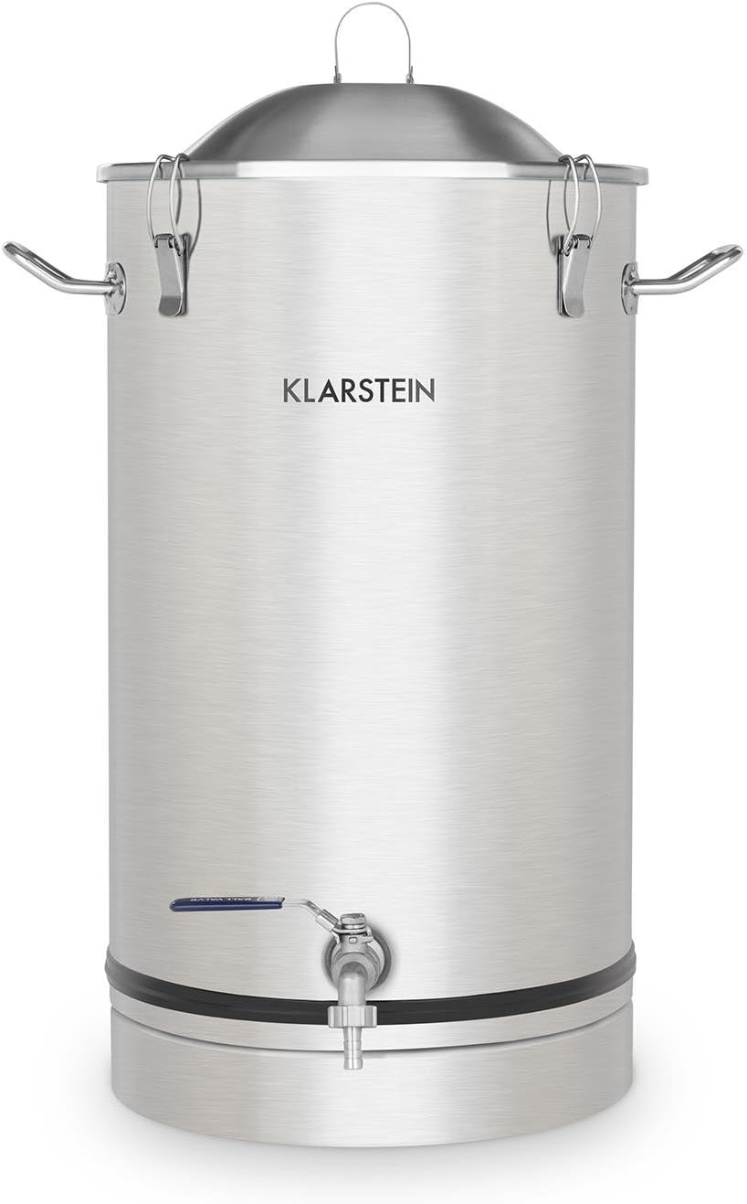 Maischfest Gärkessel mit Ablasshahn, 30 Liter Silber