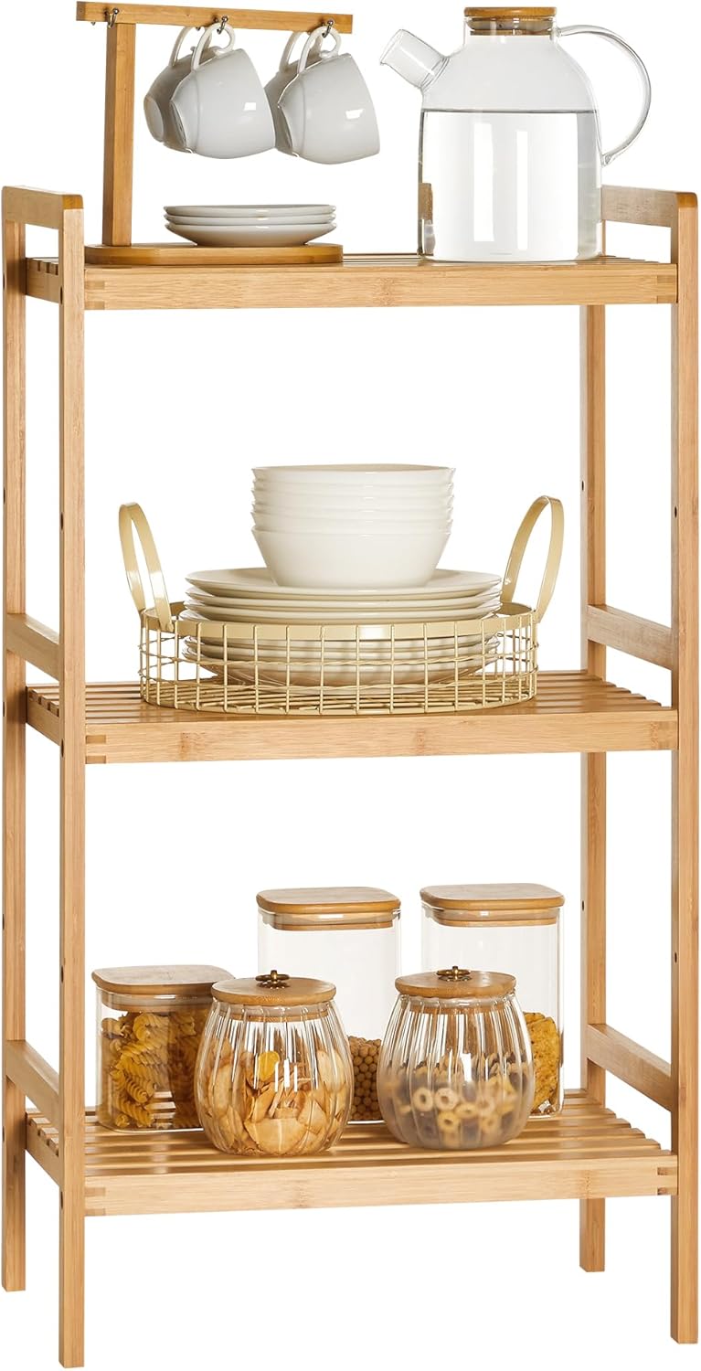 Standregal mit 3 Ablagen, Naturfarben 3 Ebenen (80H cm)