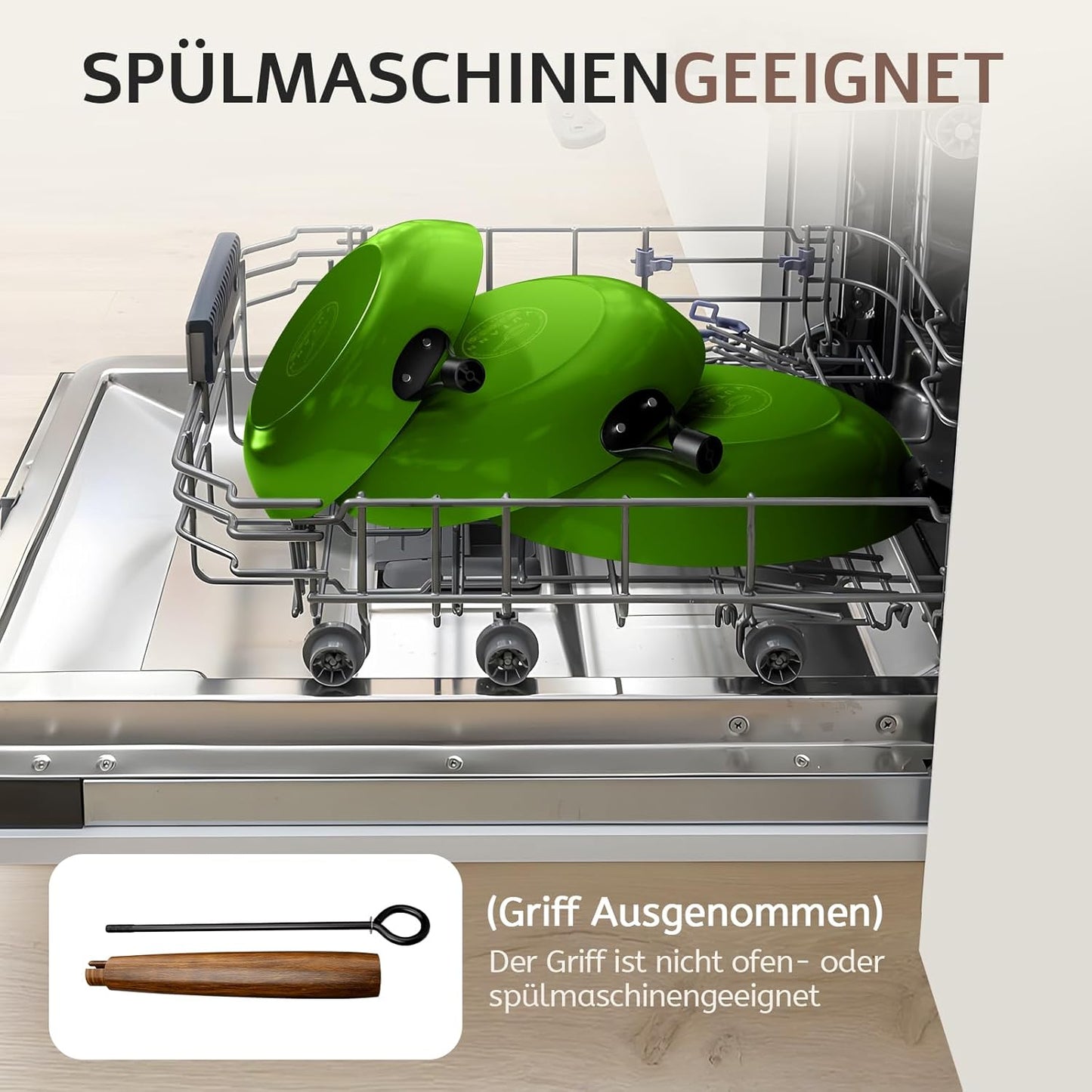 Gusseisenpfanne 20 cm vorgewürzt, Antihaft, Induktion geeignet, Grün 20 cm