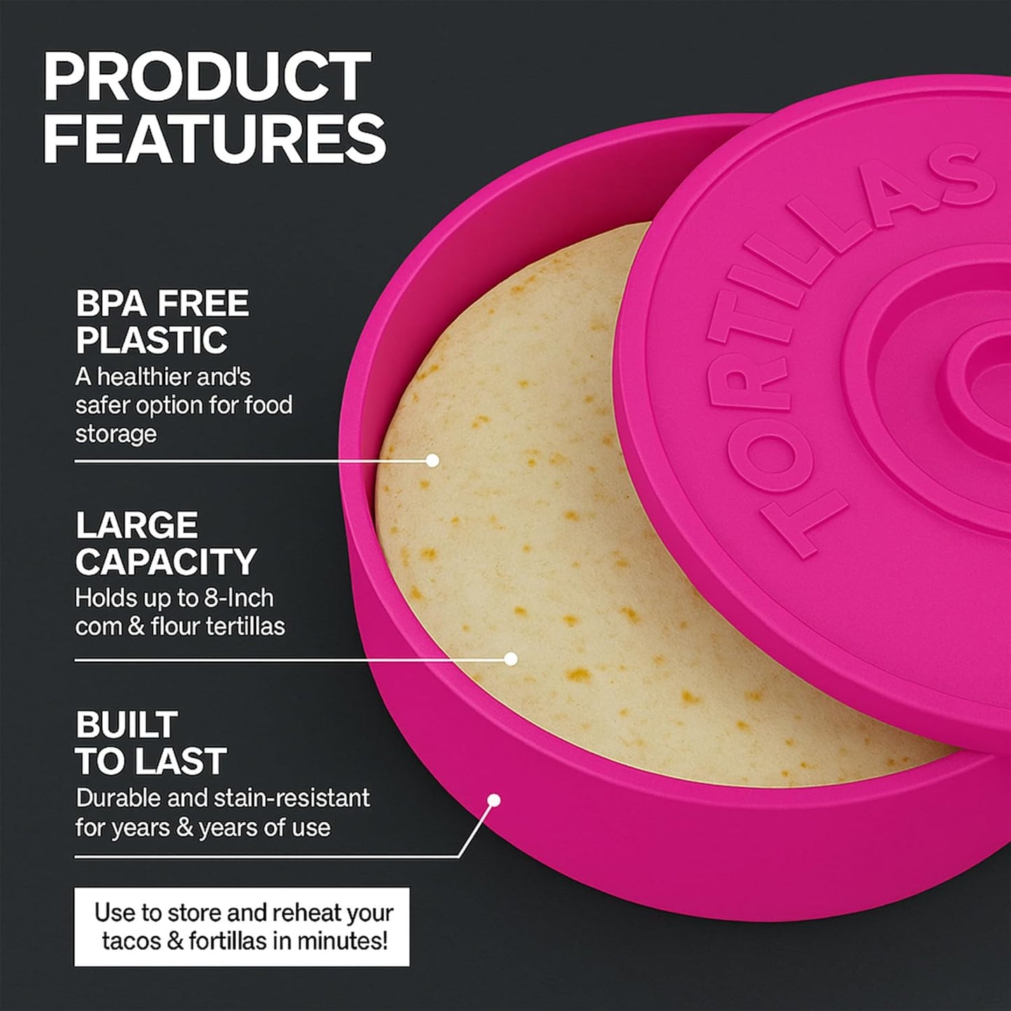 Tortilla-Warmhaltebox, Rosa
