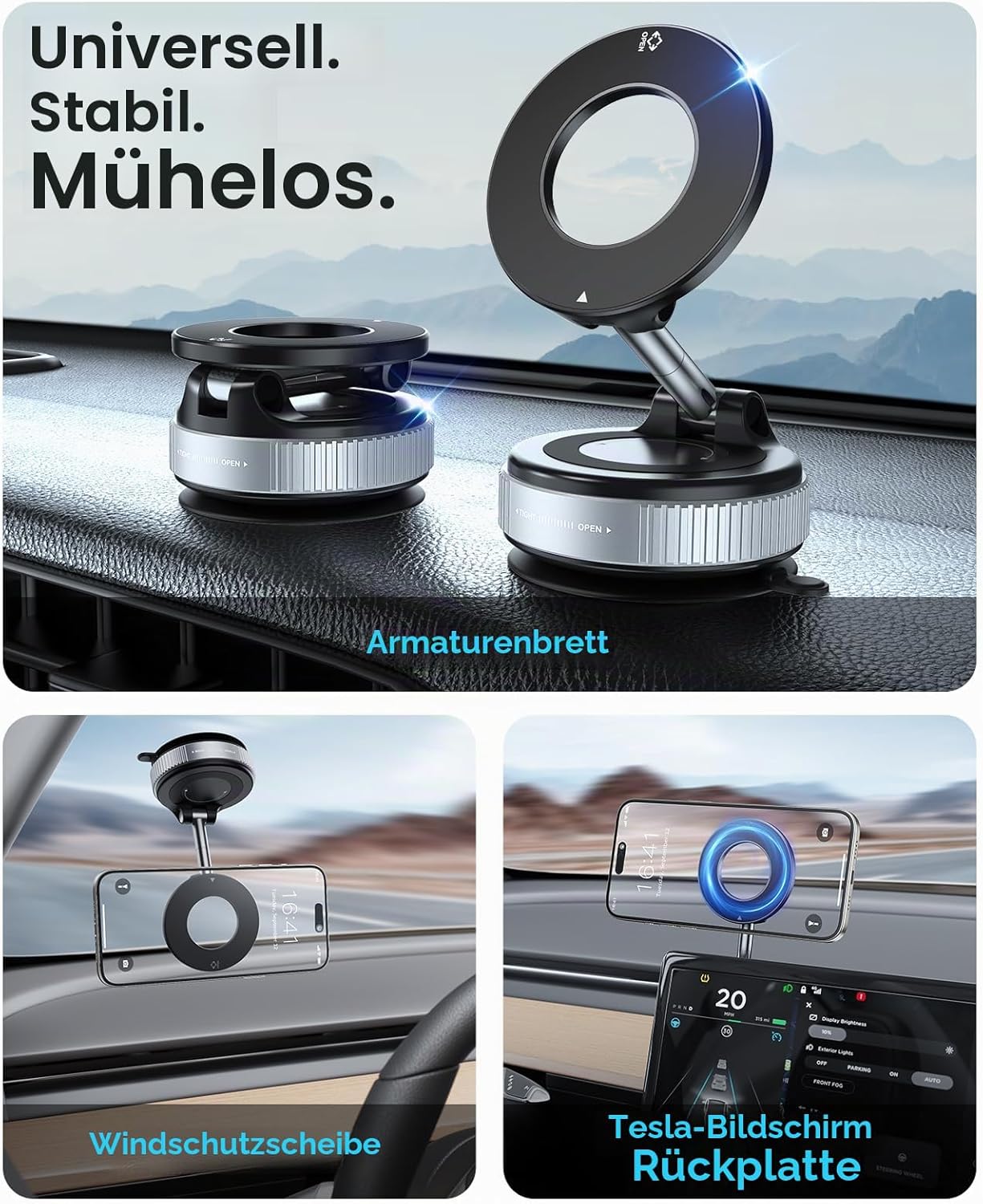 Magnetische Handyhalterung fürs Auto, Silber