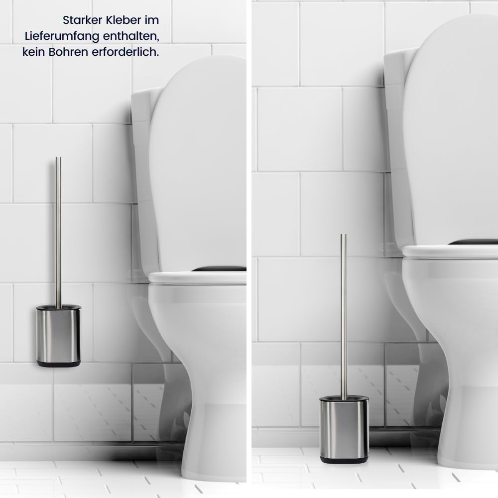 Toilettenbürste mit Silikonborsten, Silber