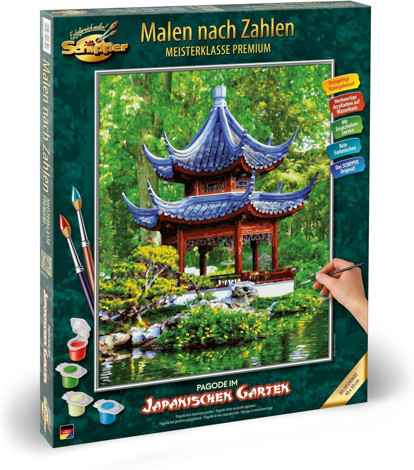 Malen nach Zahlen Pagode im Garten