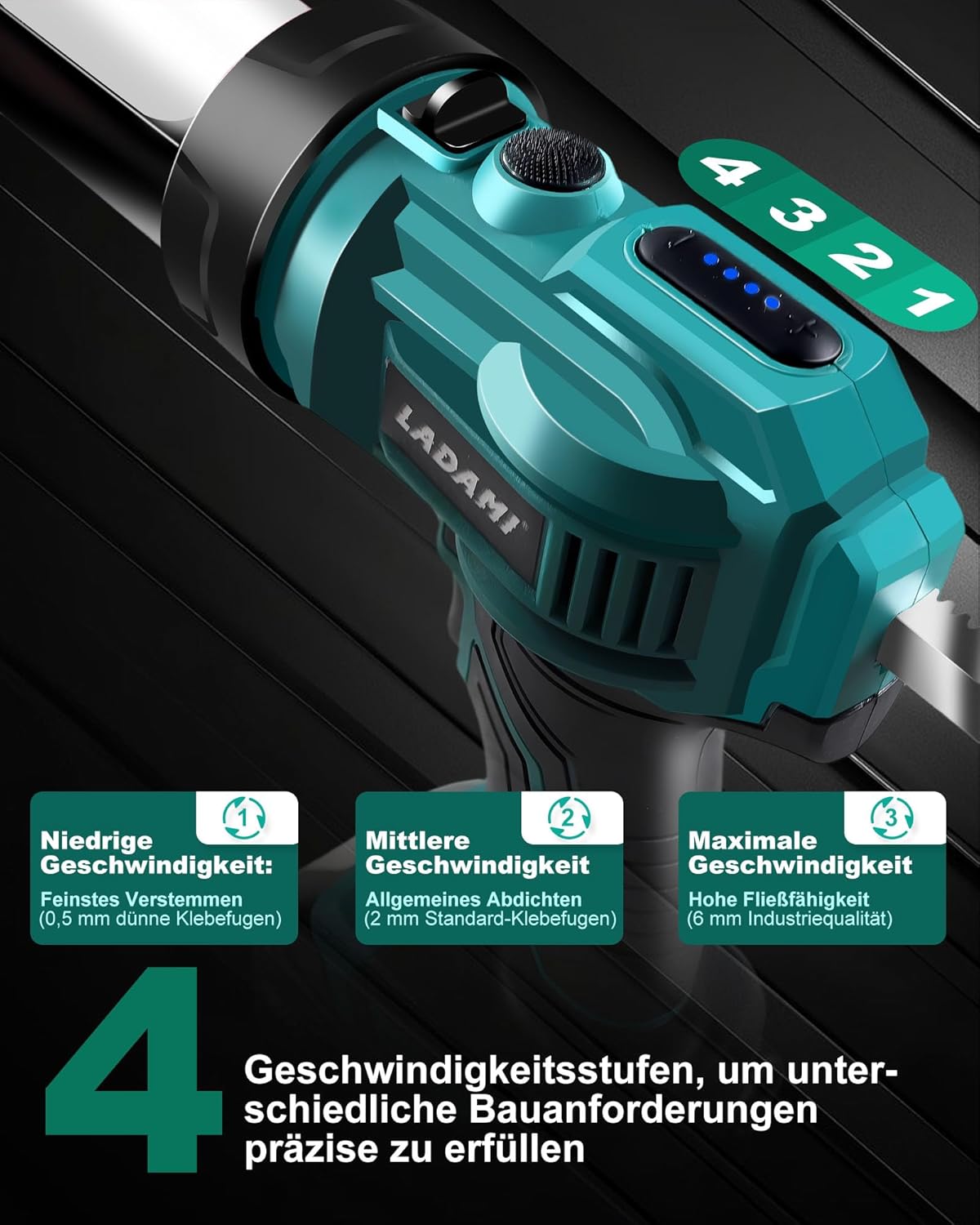 Elektrische Akku-Kartuschenpresse ‎TFQ001 mit LED Licht und 4 Geschwindigkeiten, Akku-Kartuschenpresse