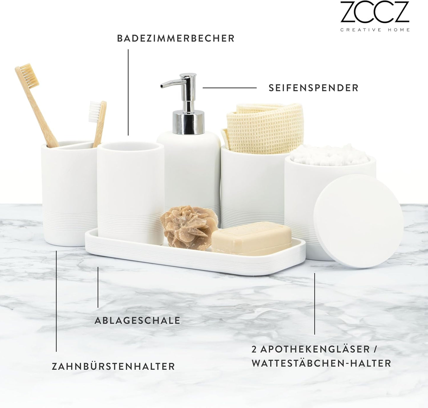 6-teiliges Badezimmer-Organizer-Set, Neues Weiss