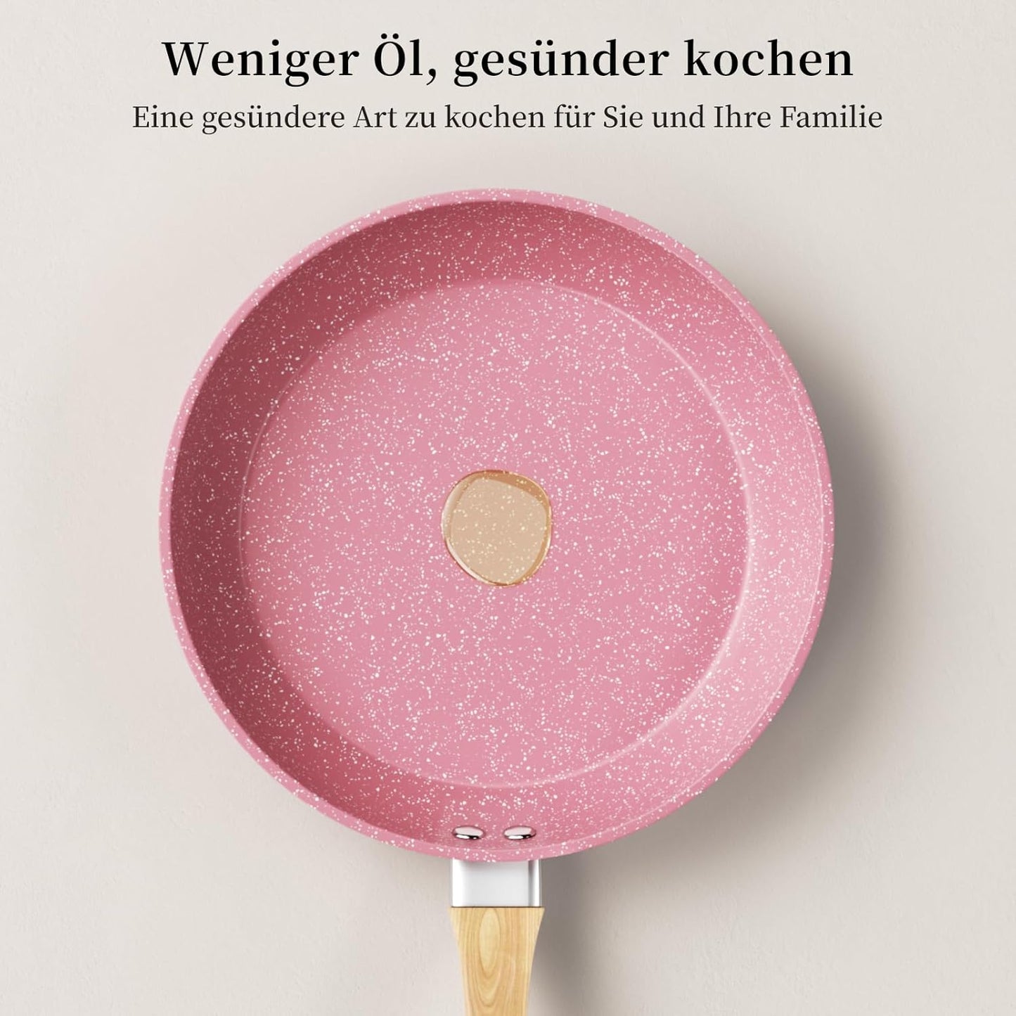 Antihaft Bratpfanne mit Keramikbeschichtung, rosafarben, PFOA-frei, Rosa 20 cm