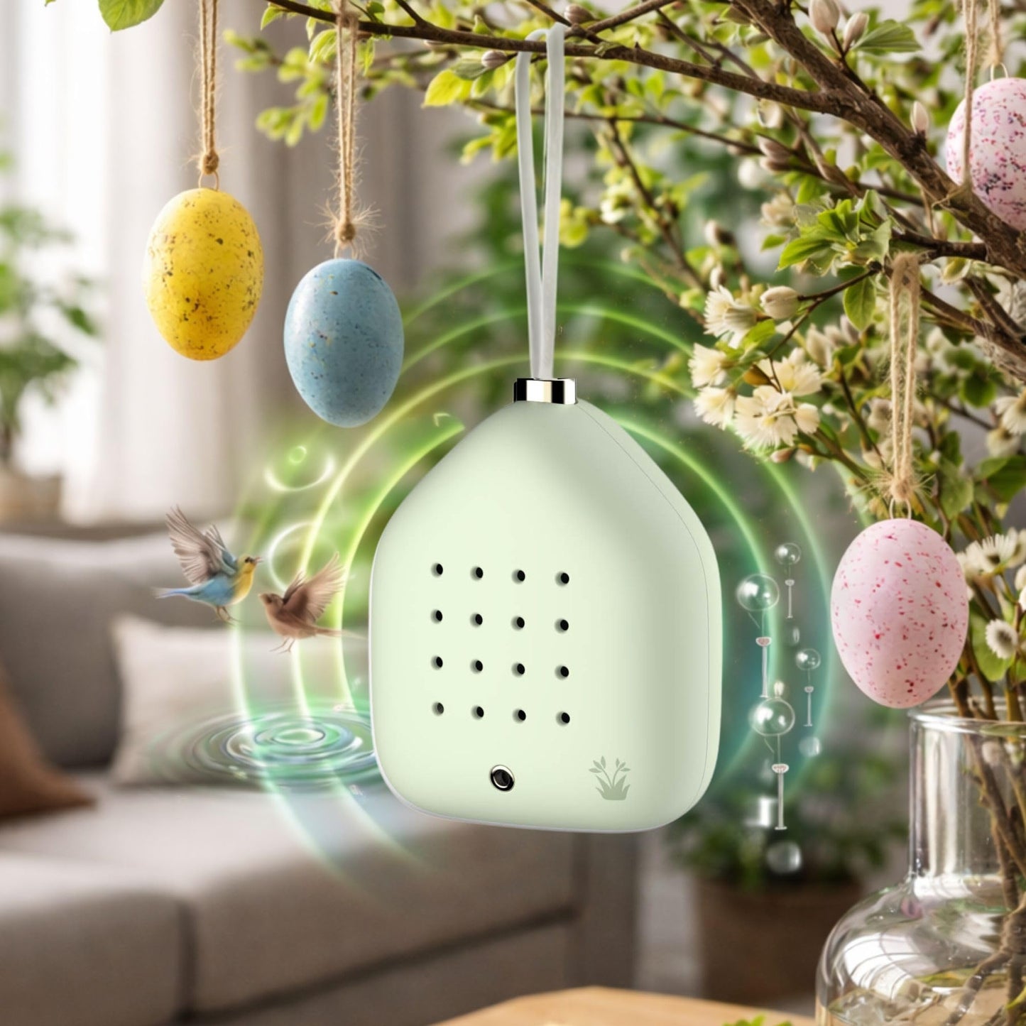 Lily Bells Klanghänger mit Bewegungsmelder, Pastell-grün