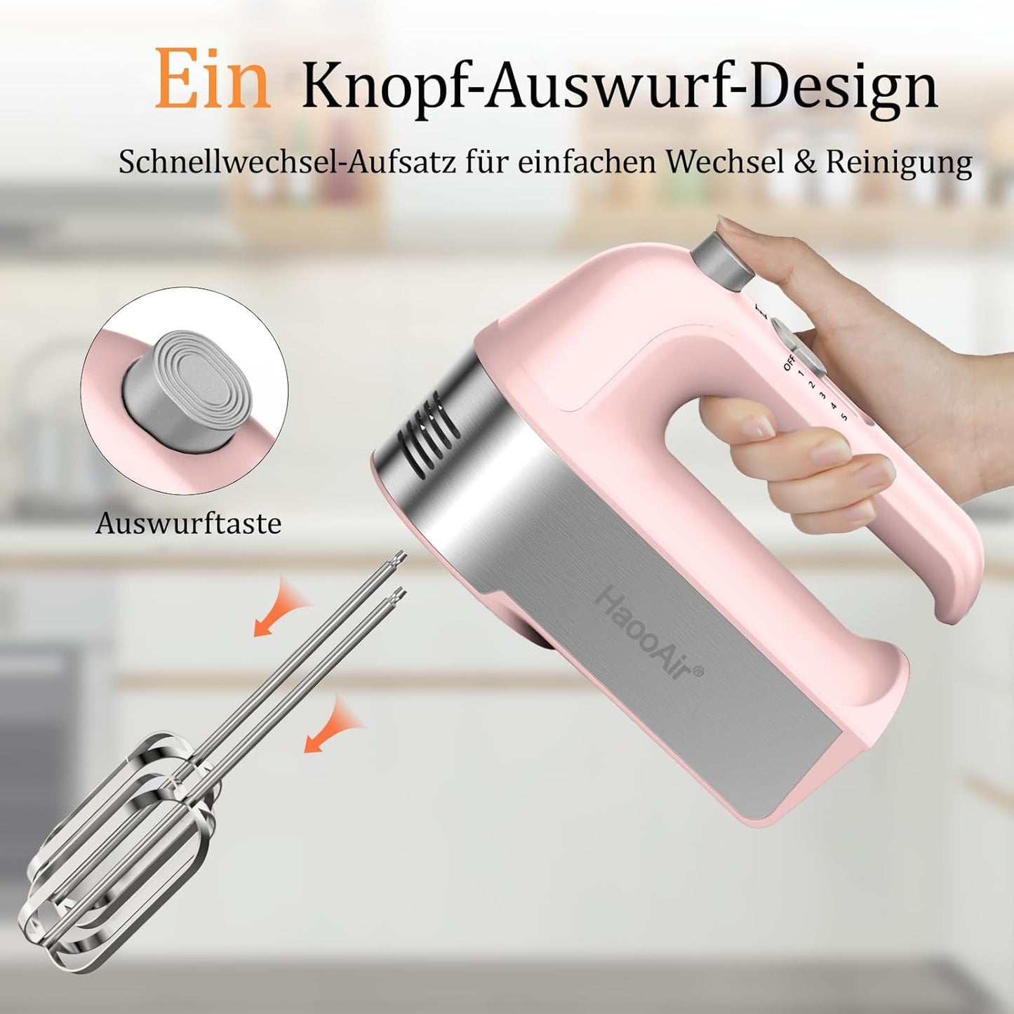 Handmixer mit Zubehör, Pink