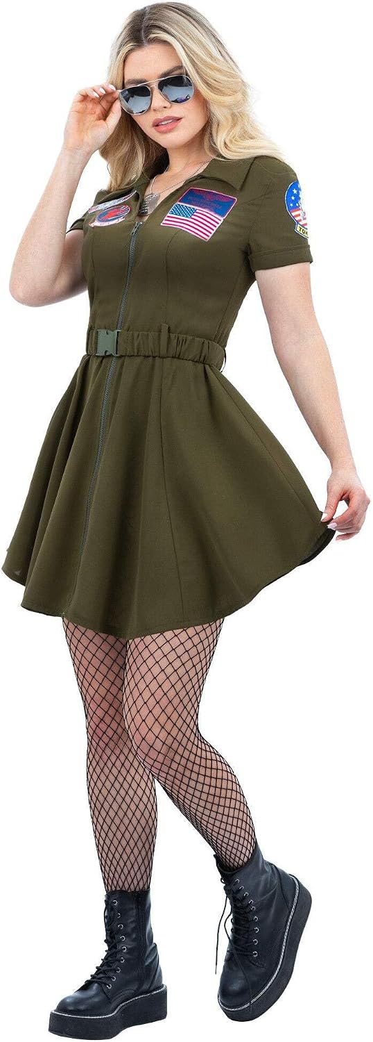 Top Gun Kostüm für Damen, Medium (UK 12-14) Grün