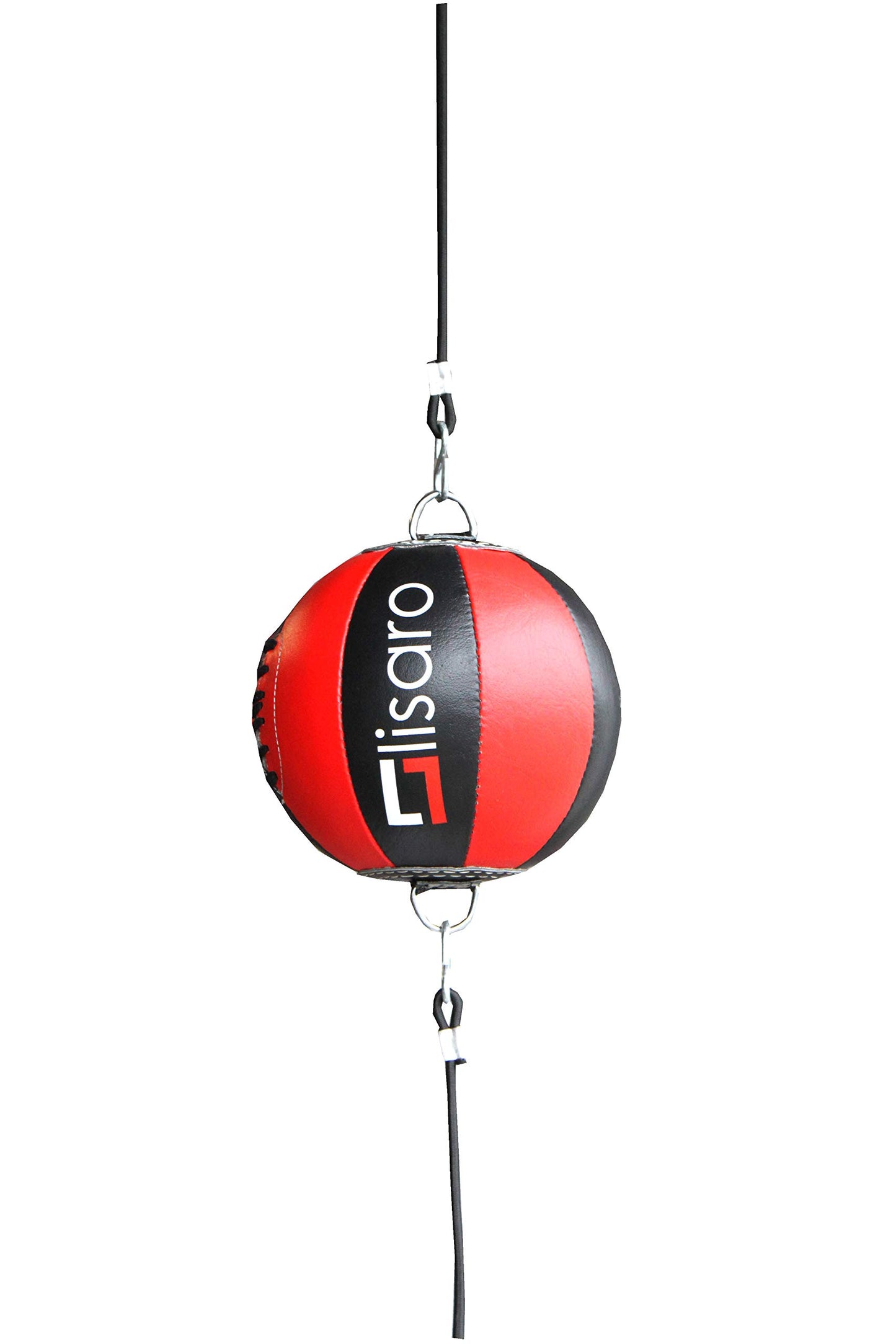 Leder Doppelendball mit elastischen Spanngurten, schwarz - rot