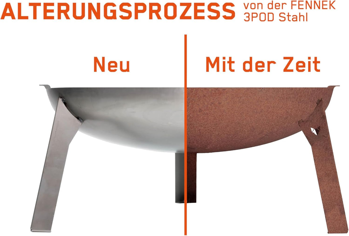 Feuerschale 3 Pod, 65 cm, Feuerschale Stahl
