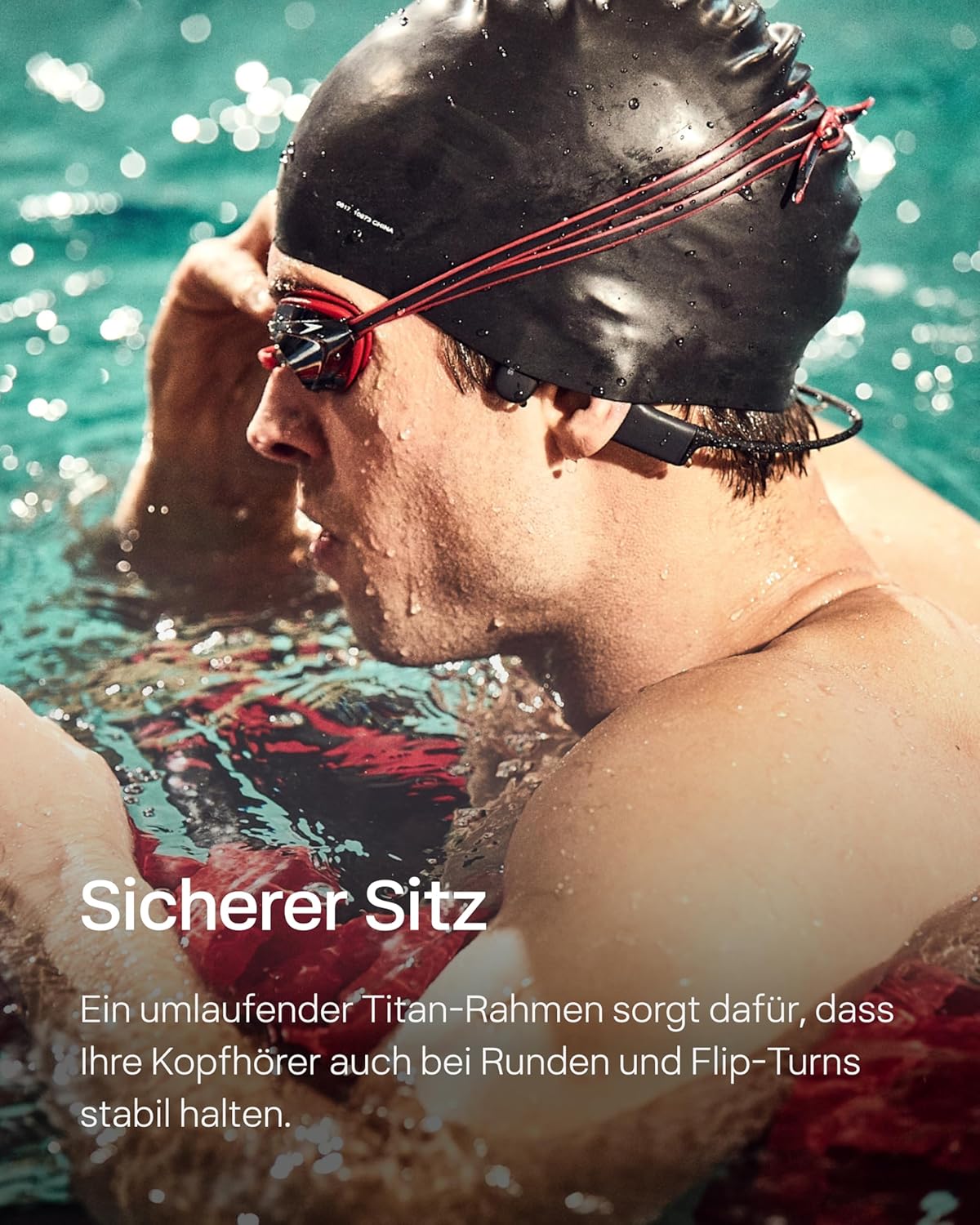 OpenSwim Knochenschallkopfhörer für Sport & Schwimmen, Black Diamond