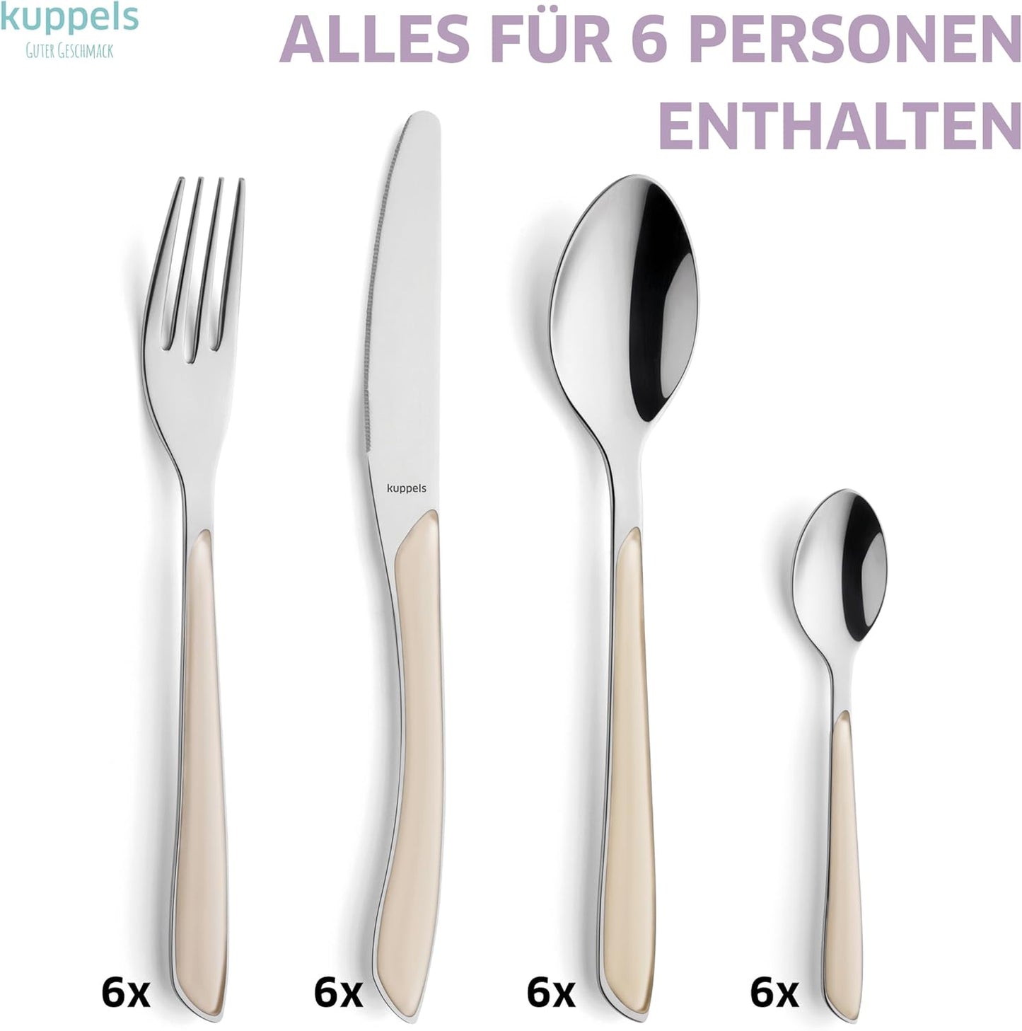 Prisma Besteckset für 6 Personen, 24-teilig Baumwoll-weiss | 24-teilig