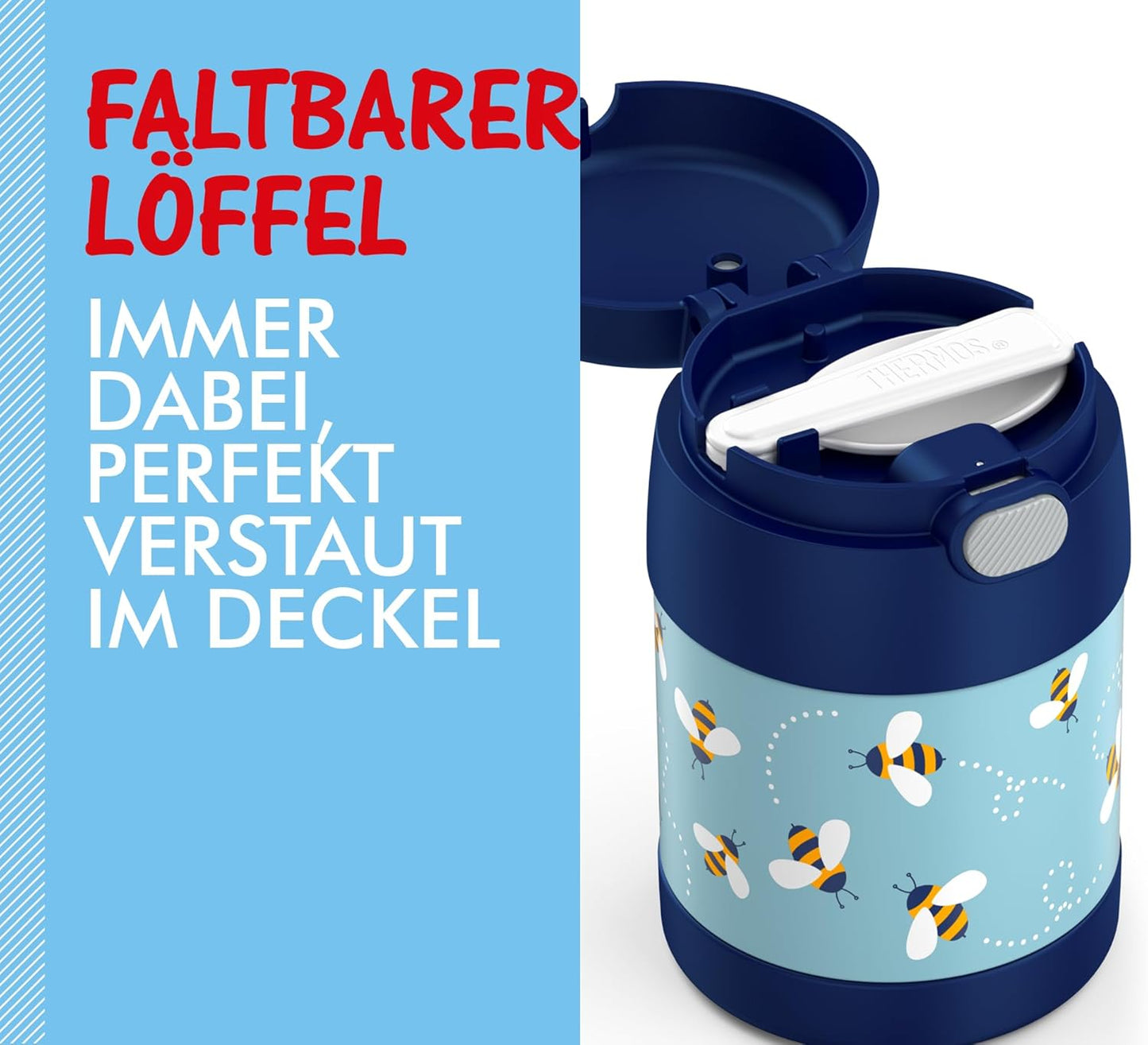 Thermobehälter für Kinderessen (0,3l, inkl. Löffel), Bees
