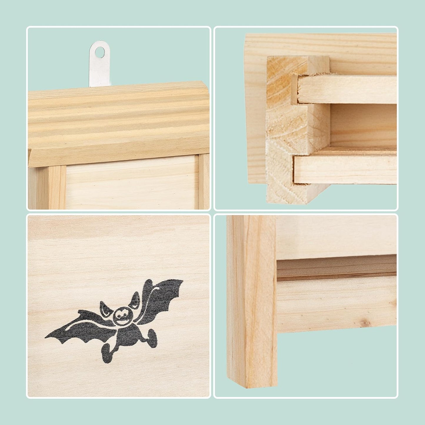 4-teiliges Fledermauskasten-Set, Natur