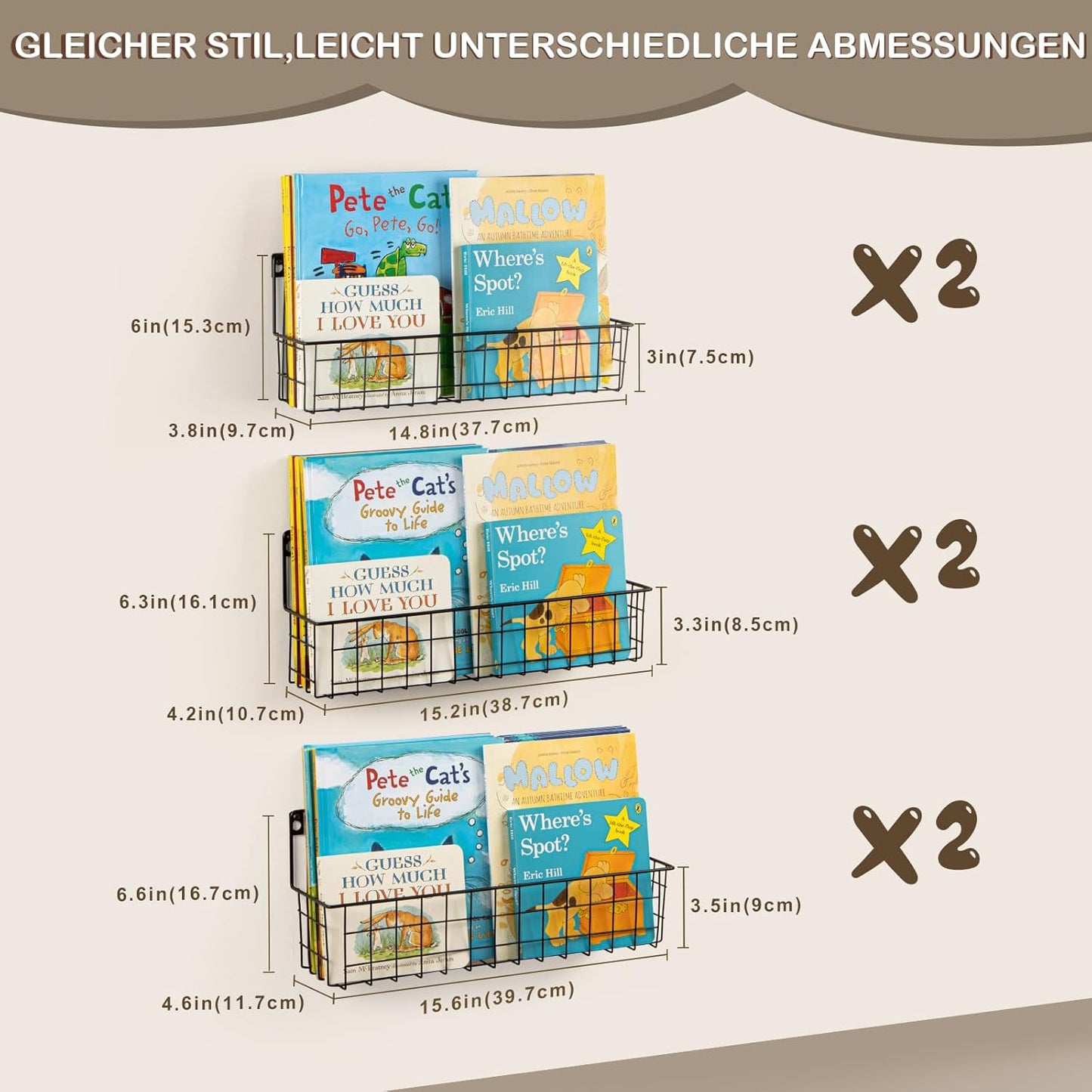 Wandregal-Set für Bücher, Schwarz