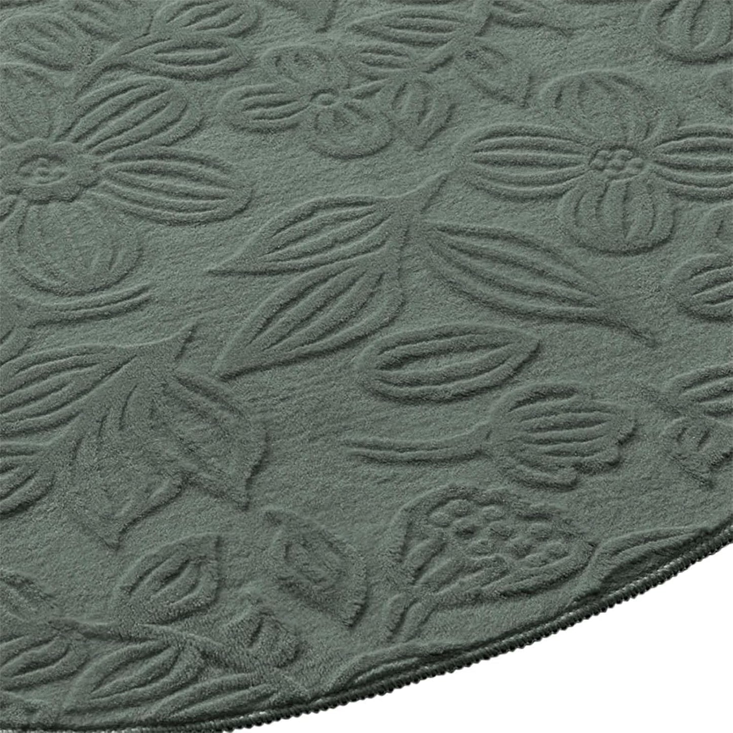 Runder Badematte, rutschfest, Grün Floral 120 cm (Rund)