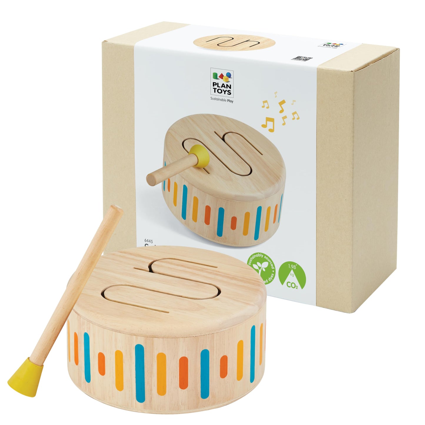 Kindertrommel aus Holz, Beige