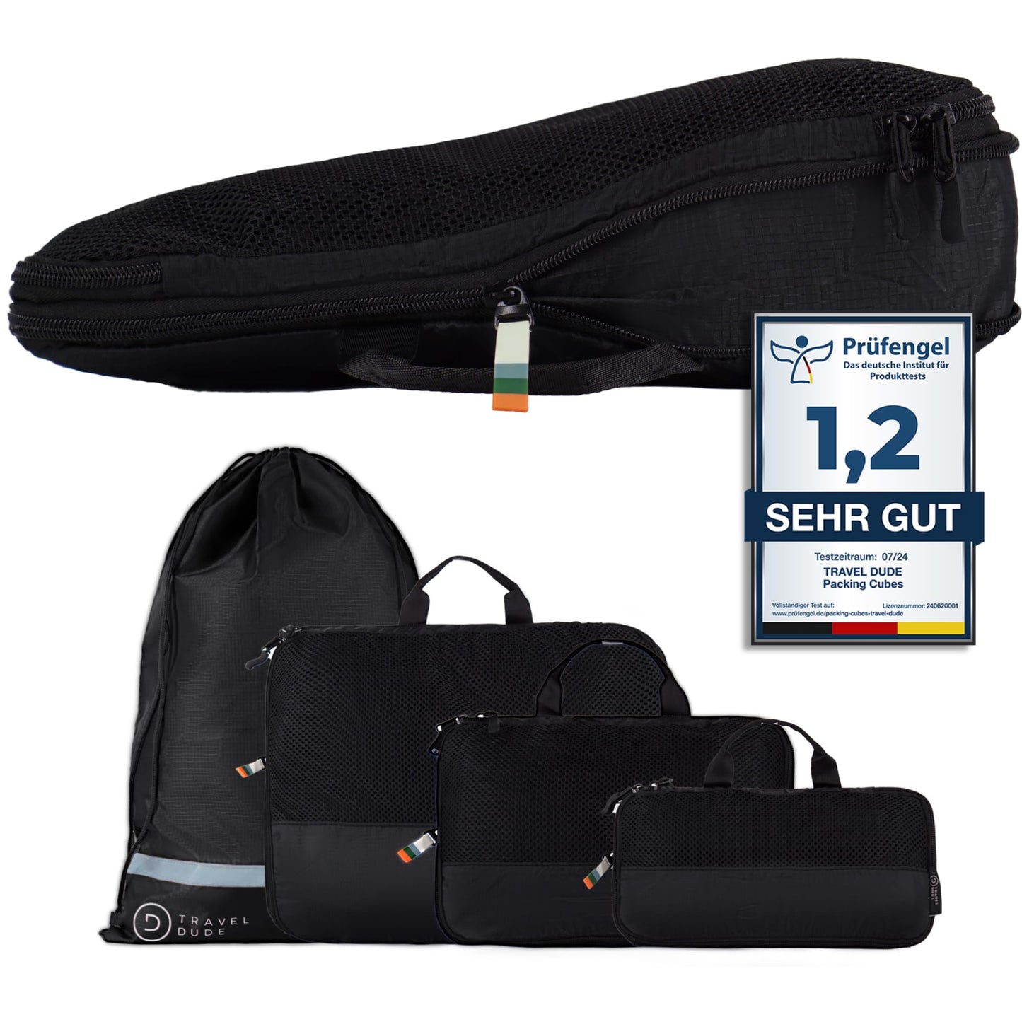 4-teiliges Packwürfel-Set, Schwarz 4-teiliges Set