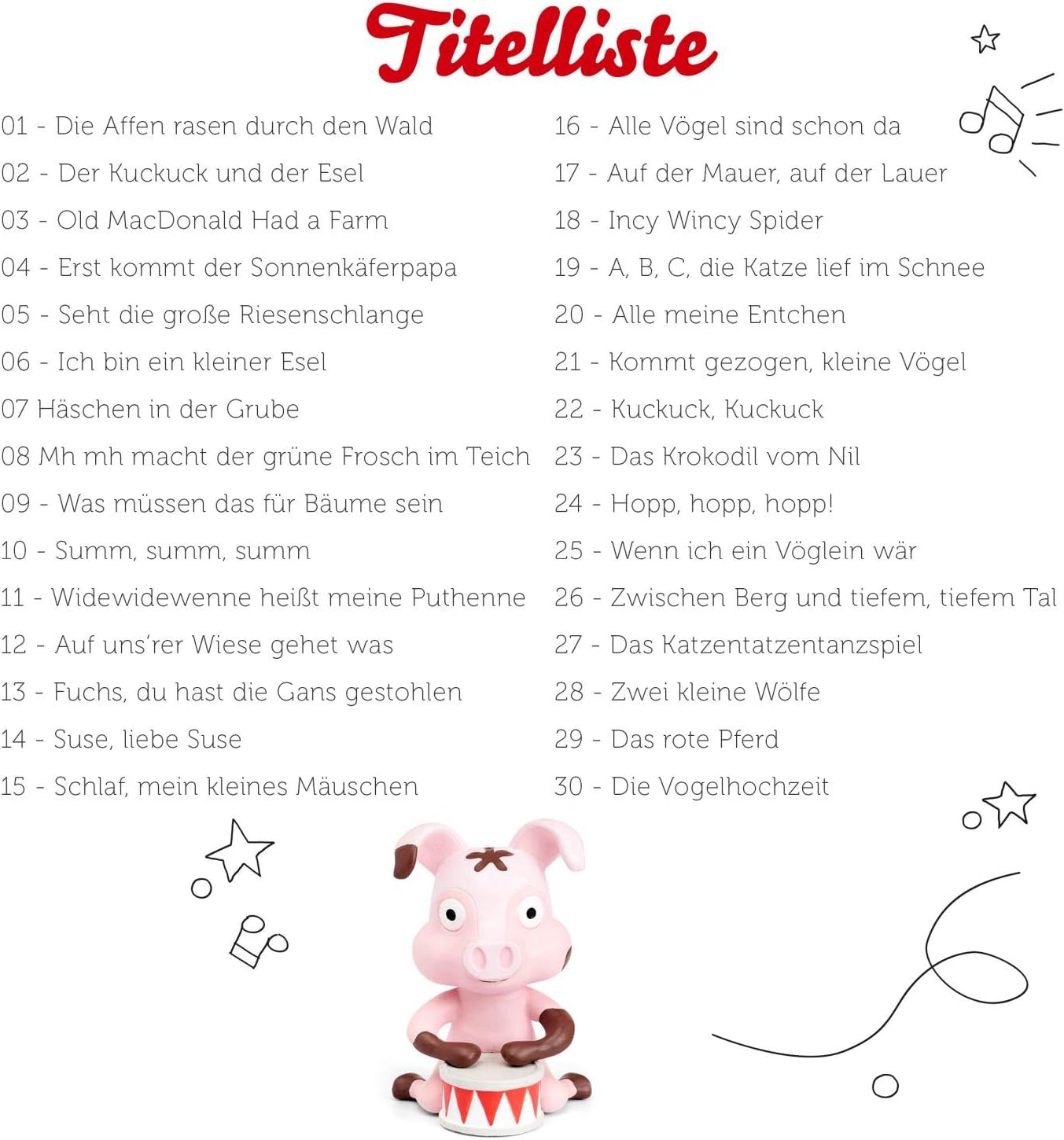 Kinderlieder Hörfigur für Toniebox (30 Titel, 58 Min.), Tierlieder