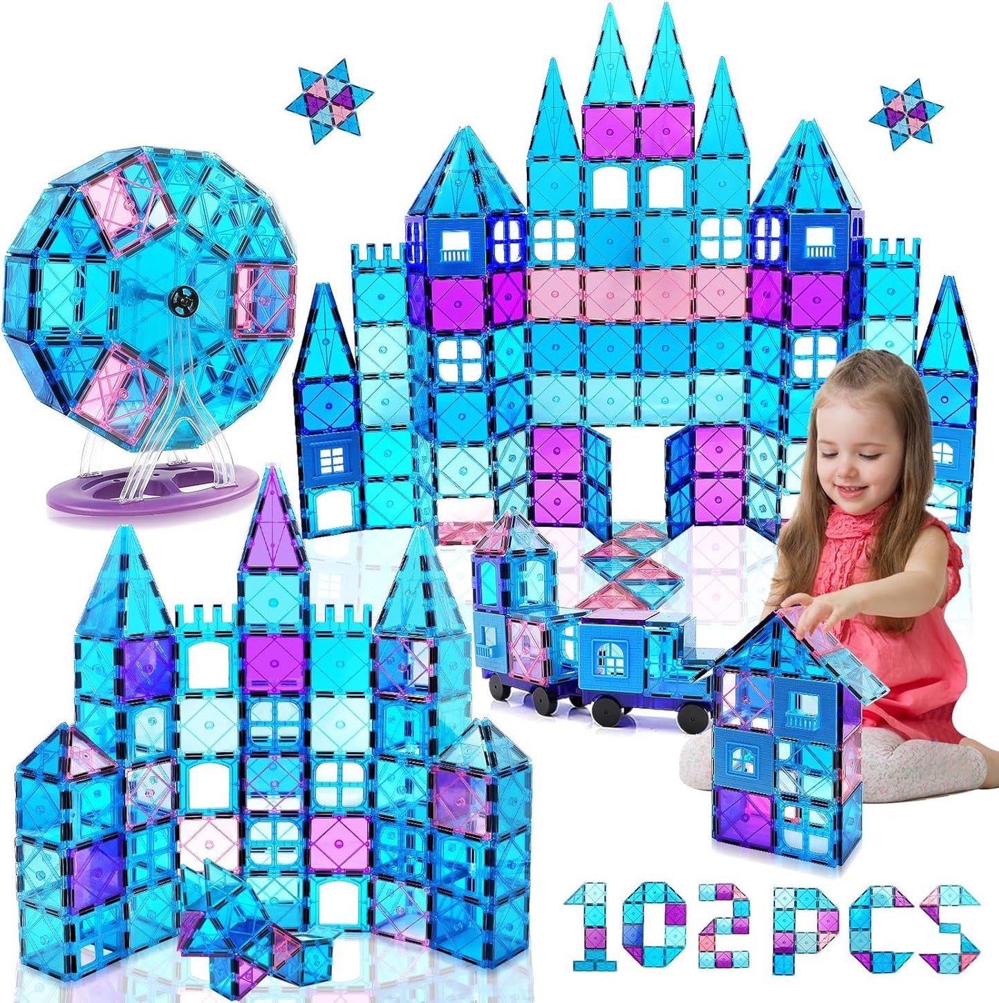 102-teiliges Magnetbausteine-Set, 102pcs Magnetische Bausteine
