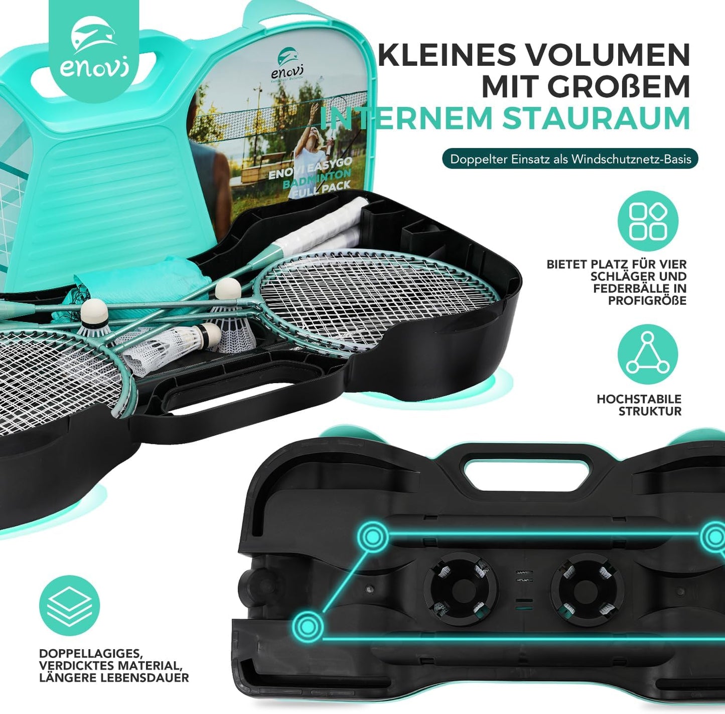 EasyGo Federball-Set mit 4 Schläger und Netz