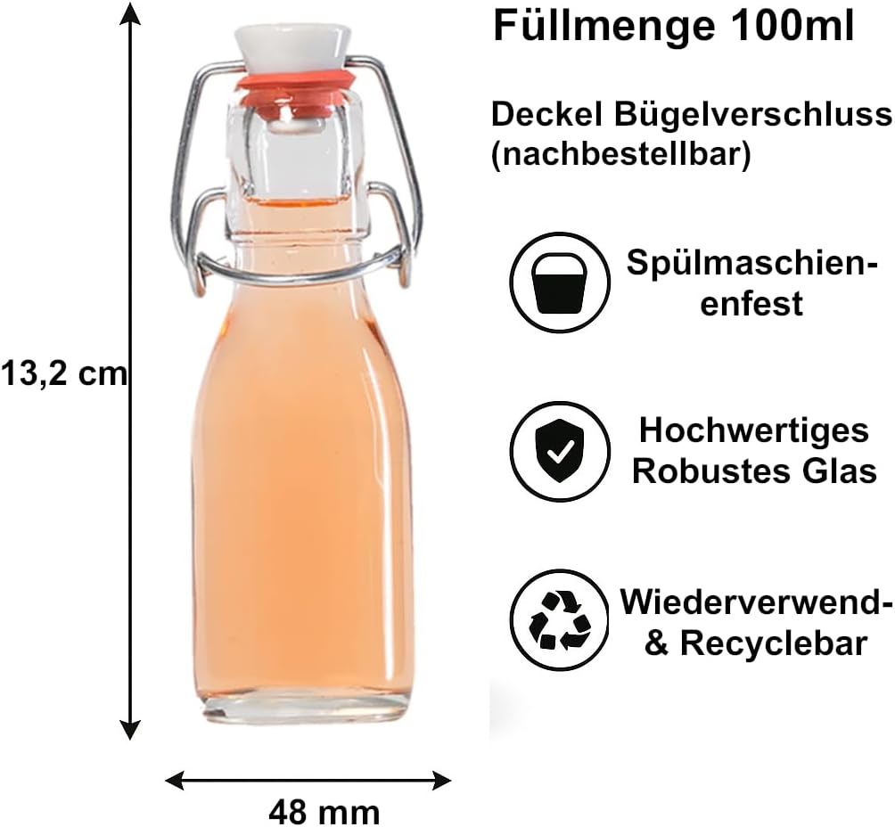 6er-Set Bügelflaschen, Weiss 100 ml 6