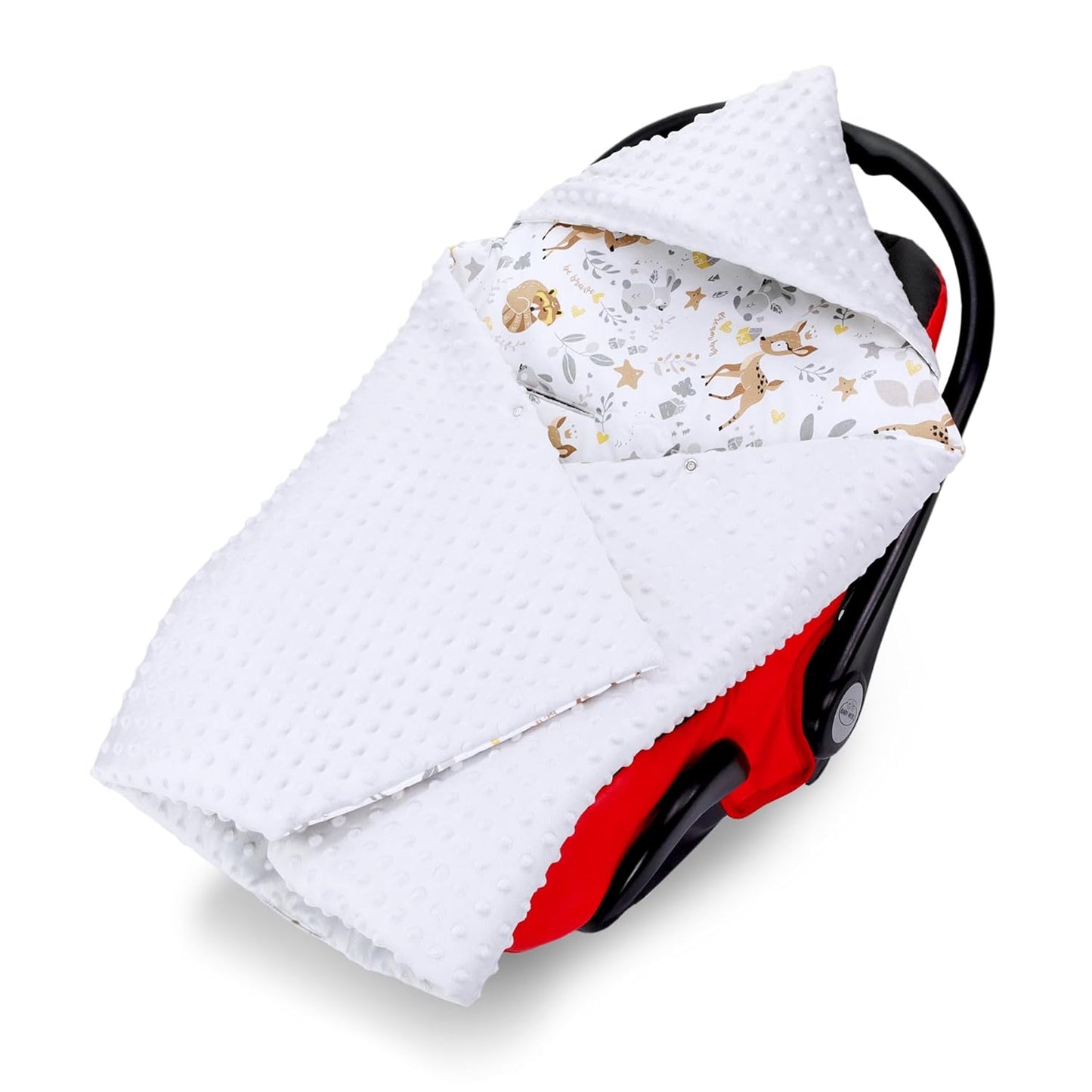 Einschlagdecke für Babyschale und Kinderwagen, Hirsch Hellgrau Frühling-Herbst