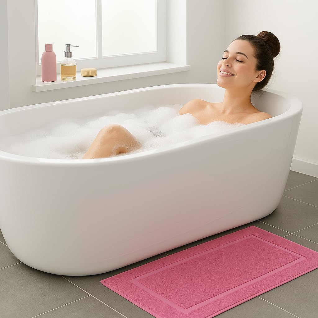 2er-Set Badematten, 50x70 cm, 2x Badvorleger Altrosa
