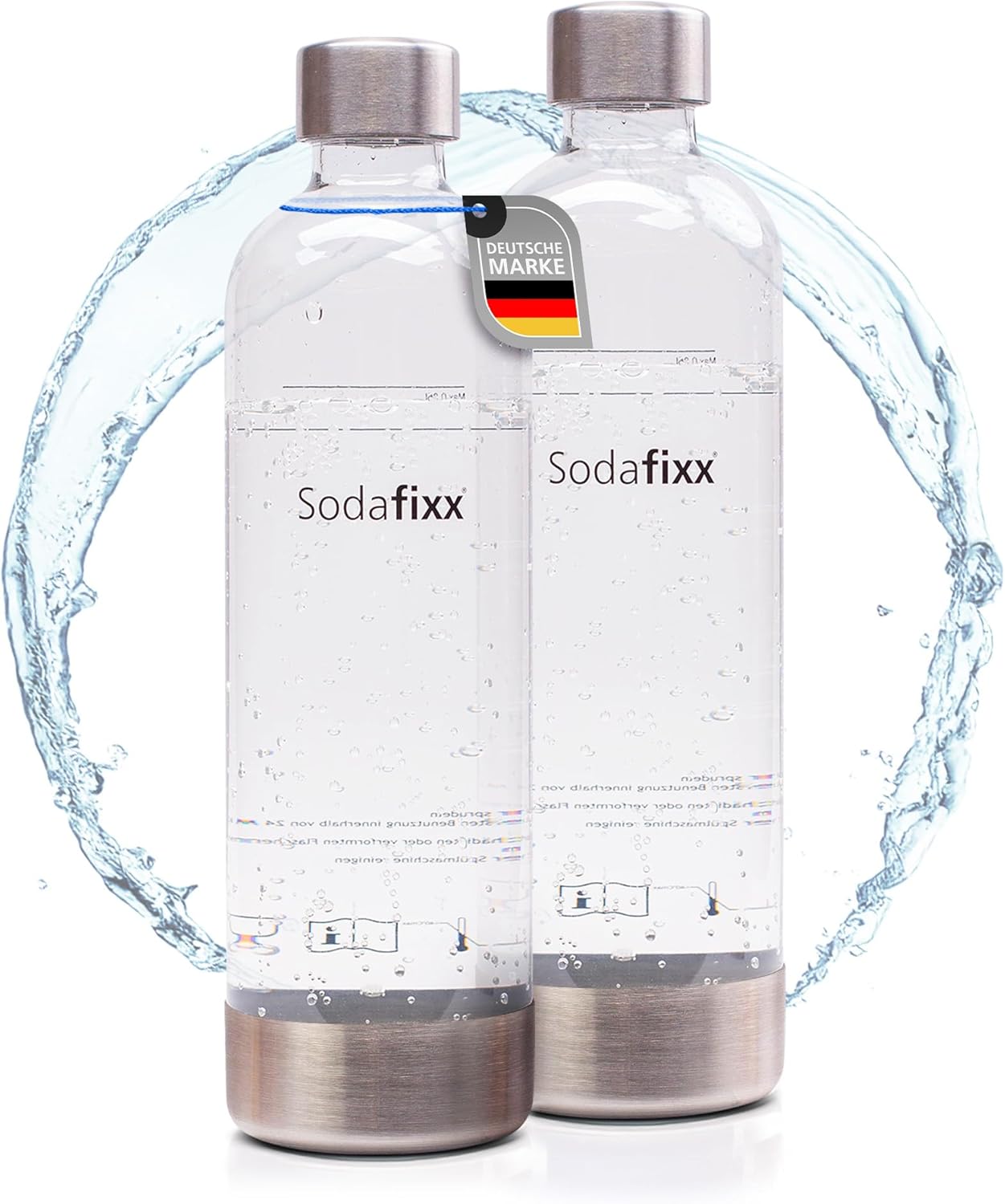2er-Set Wasserflaschen für Wassersprudler, 2x PET Flaschen