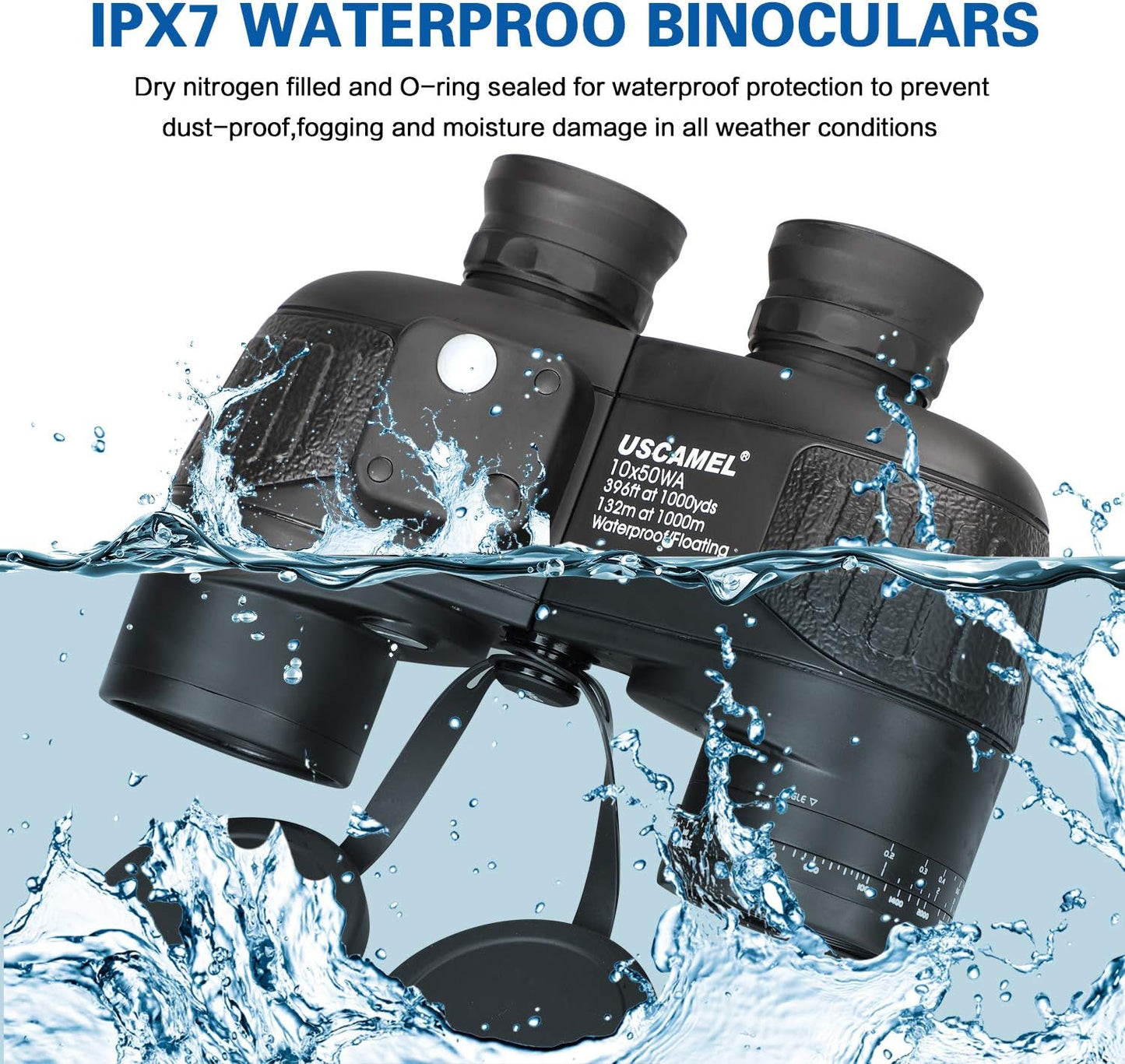 10x50 HD Marine-Fernglas, Schwarz