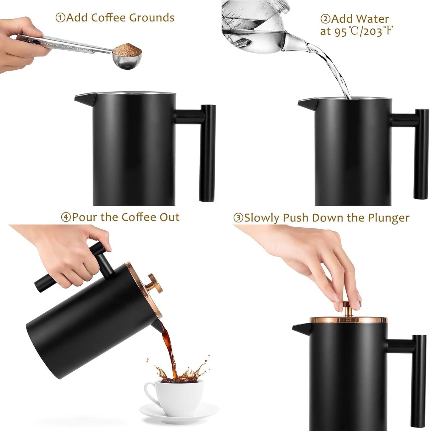 French Press, 1000ml / Schwarz